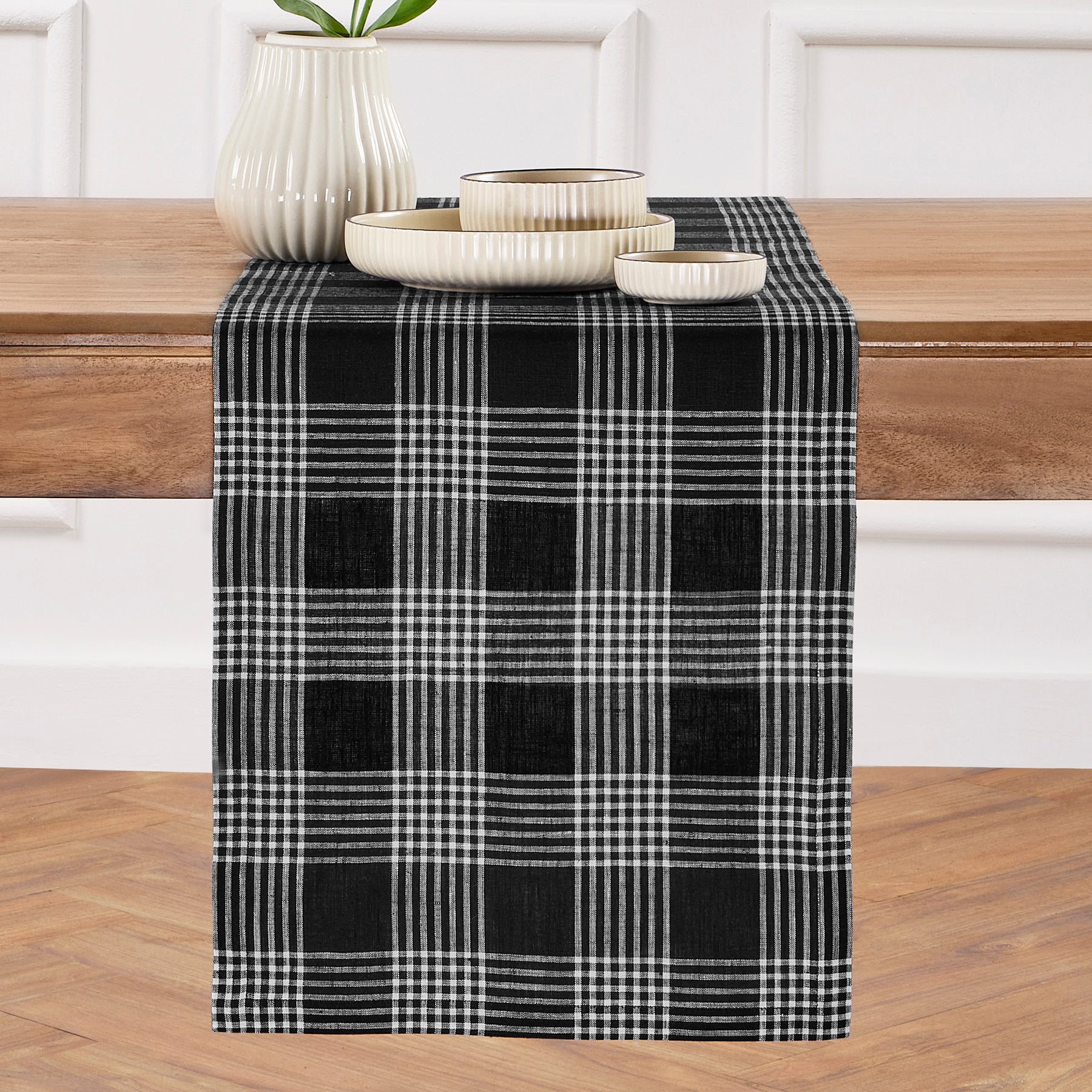 Glen Check Table Runner - Classic Plaid Design for Dining Room Decor, Holiday Table Setting, and Party Centerpiece