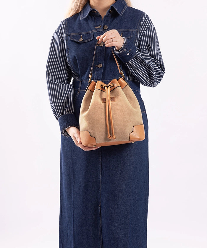 Lee Women's Denim Canvas Crossbody Bucket Bag - Stylish & Durable Shoulder Purse for Everyday Use, Travel & Shopping