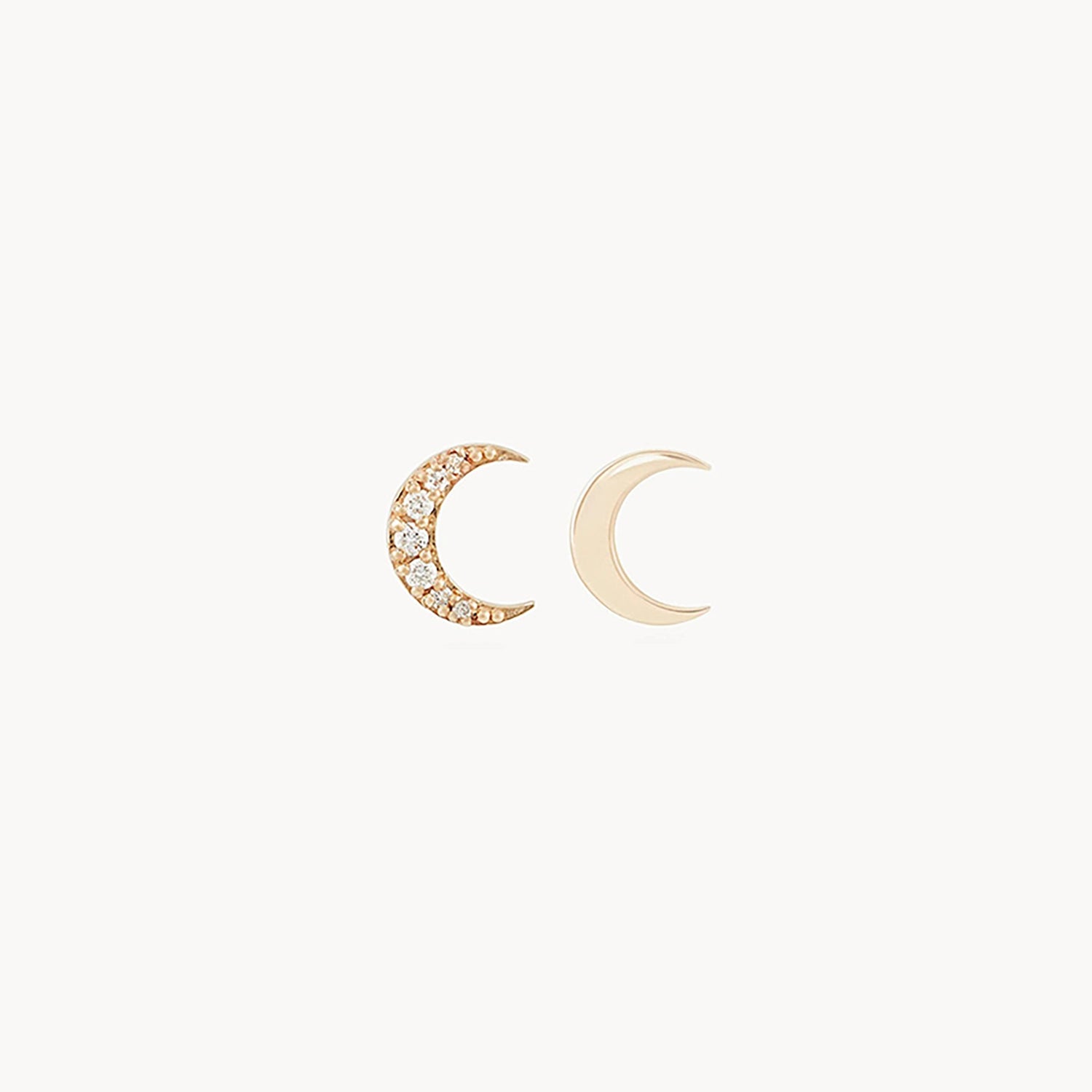 14K Yellow Gold Moon Phase Stud Earrings - Elegant Celestial Jewelry for Women, Perfect for Gifts, Parties & Everyday Wear