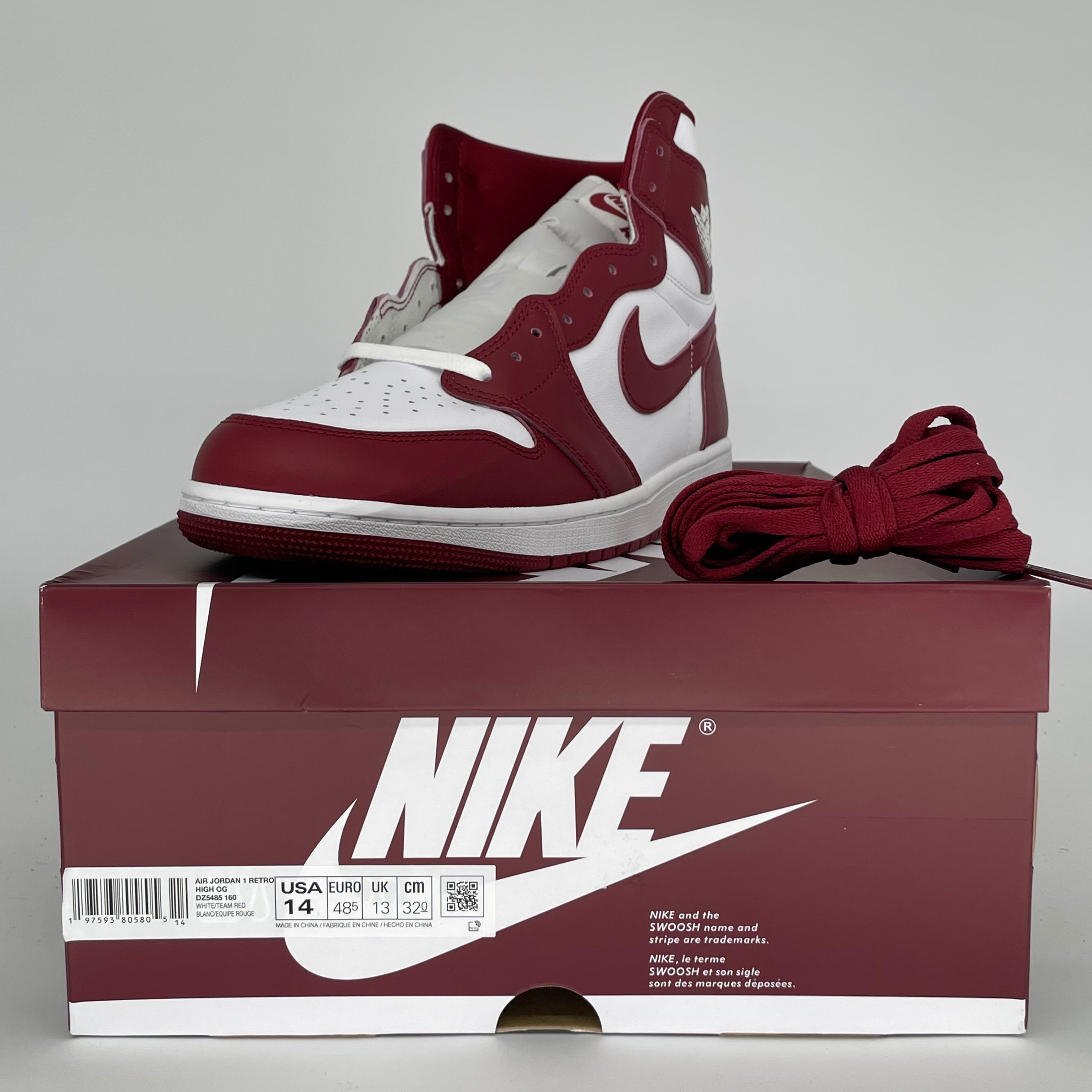Authentic Air Jordan 1 Artisanal Team Red Basketball Shoes - Men's Size 14 (DZ5485-160) - Perfect for Streetwear Fashion & Sneaker Collectors