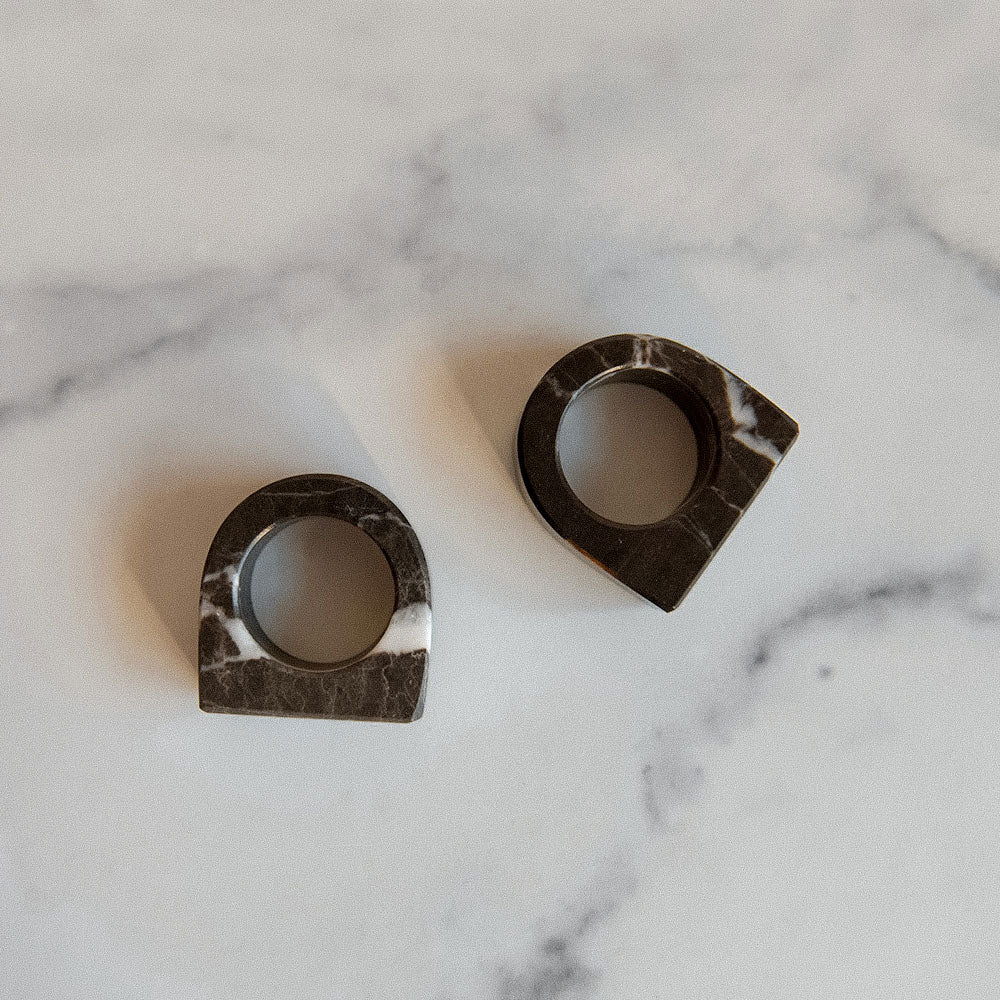 Elegant Marble Napkin Rings Set of 4 - Premium Stone Tableware Accessories for Wedding, Dinner Party & Home Decor