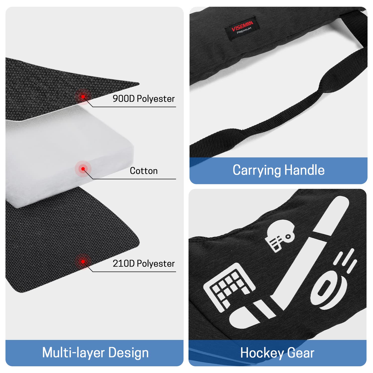 VISEMAN Hockey Stick Bag - Durable Field & Outdoor Hockey Equipment Storage for Sticks, Gloves & Gear | Perfect for Training, Games & Travel