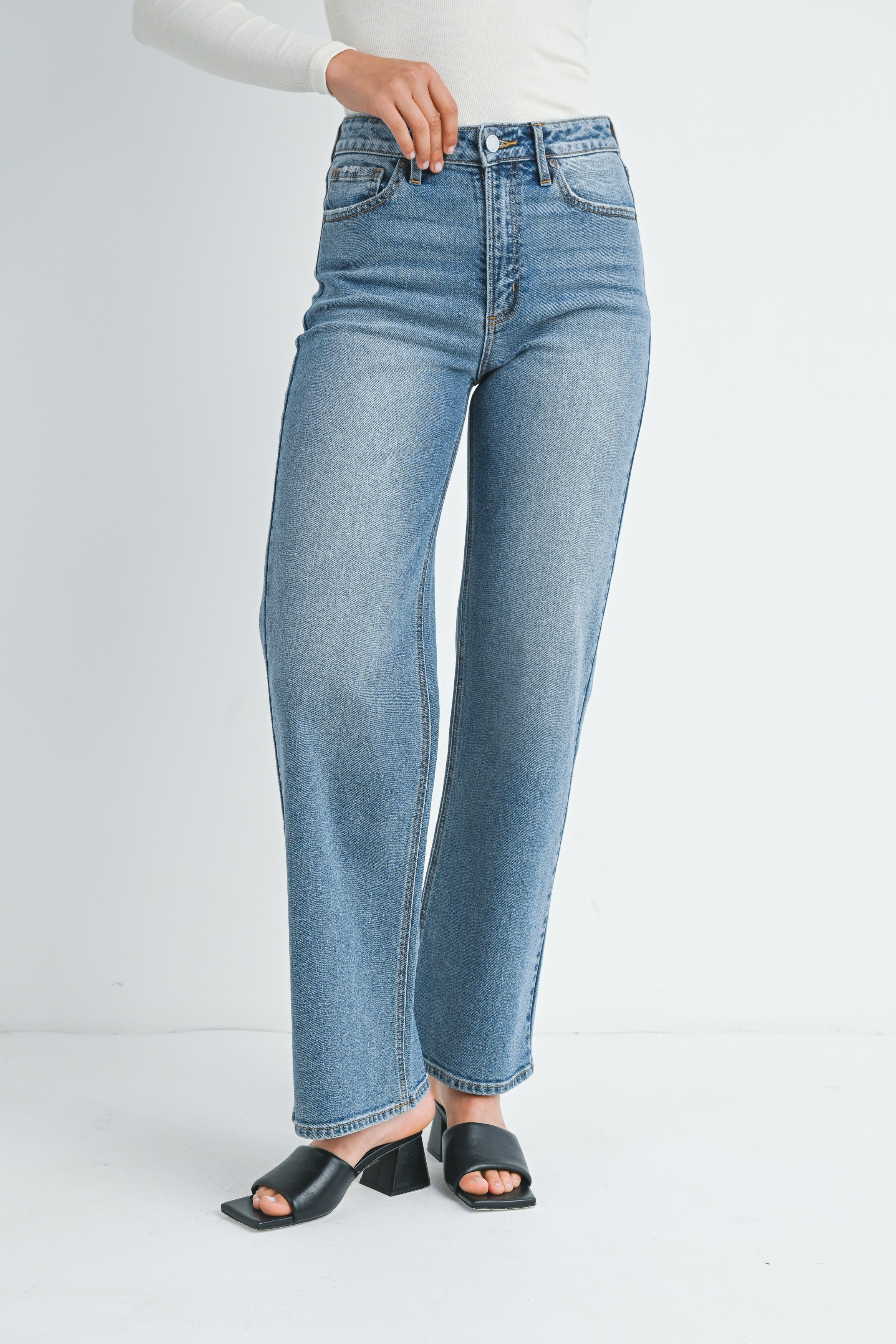 JBD High Rise Straight Leg Jeans for Women - Slimming Stretch Denim Pants, Perfect for Casual Wear & Office Outfits