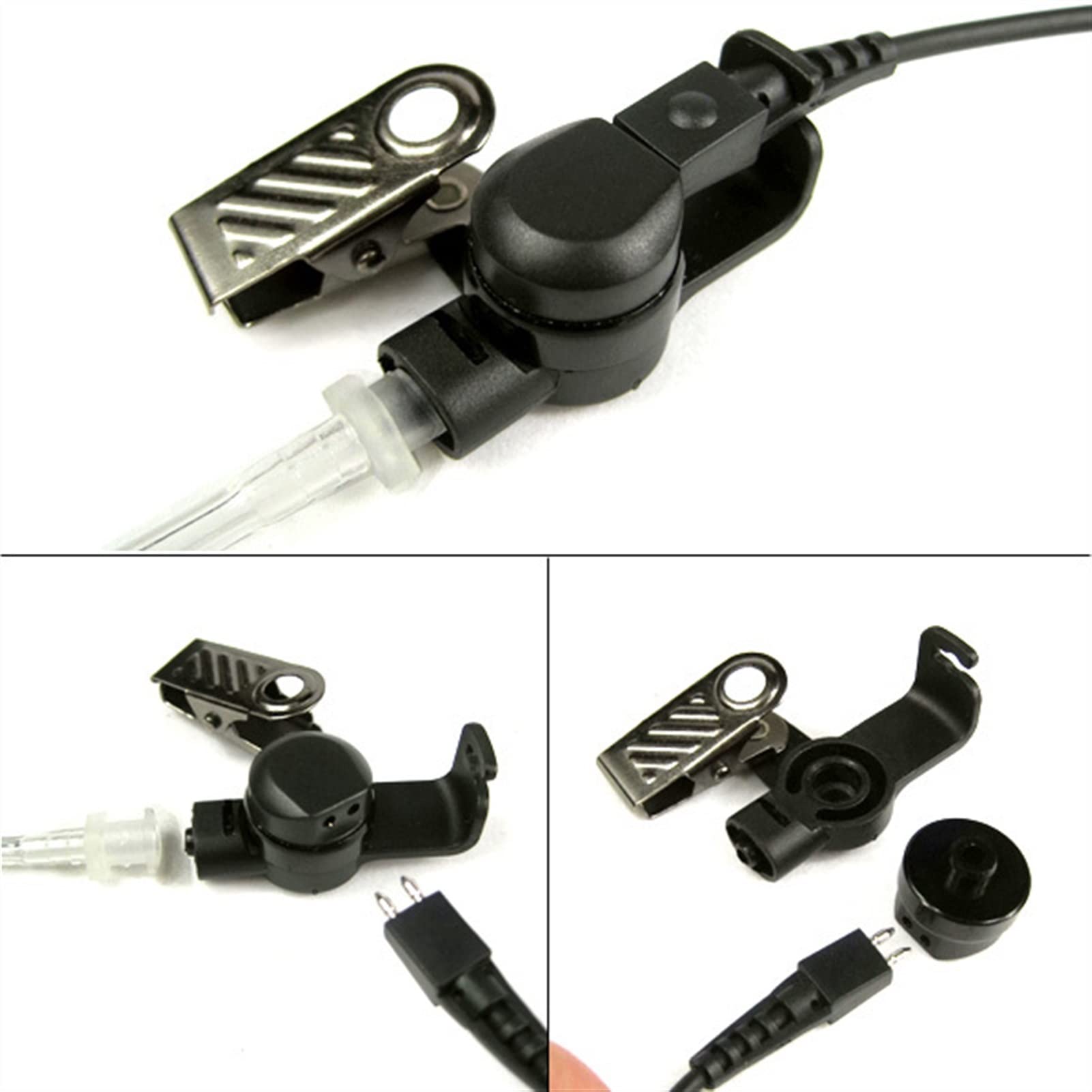 BMINO Portable Two-Way Radio Earpiece Headset with PTT Microphone - Compatible with Kenwood & Baofeng Walkie-Talkies for Security, Construction & Outdoor Adventures