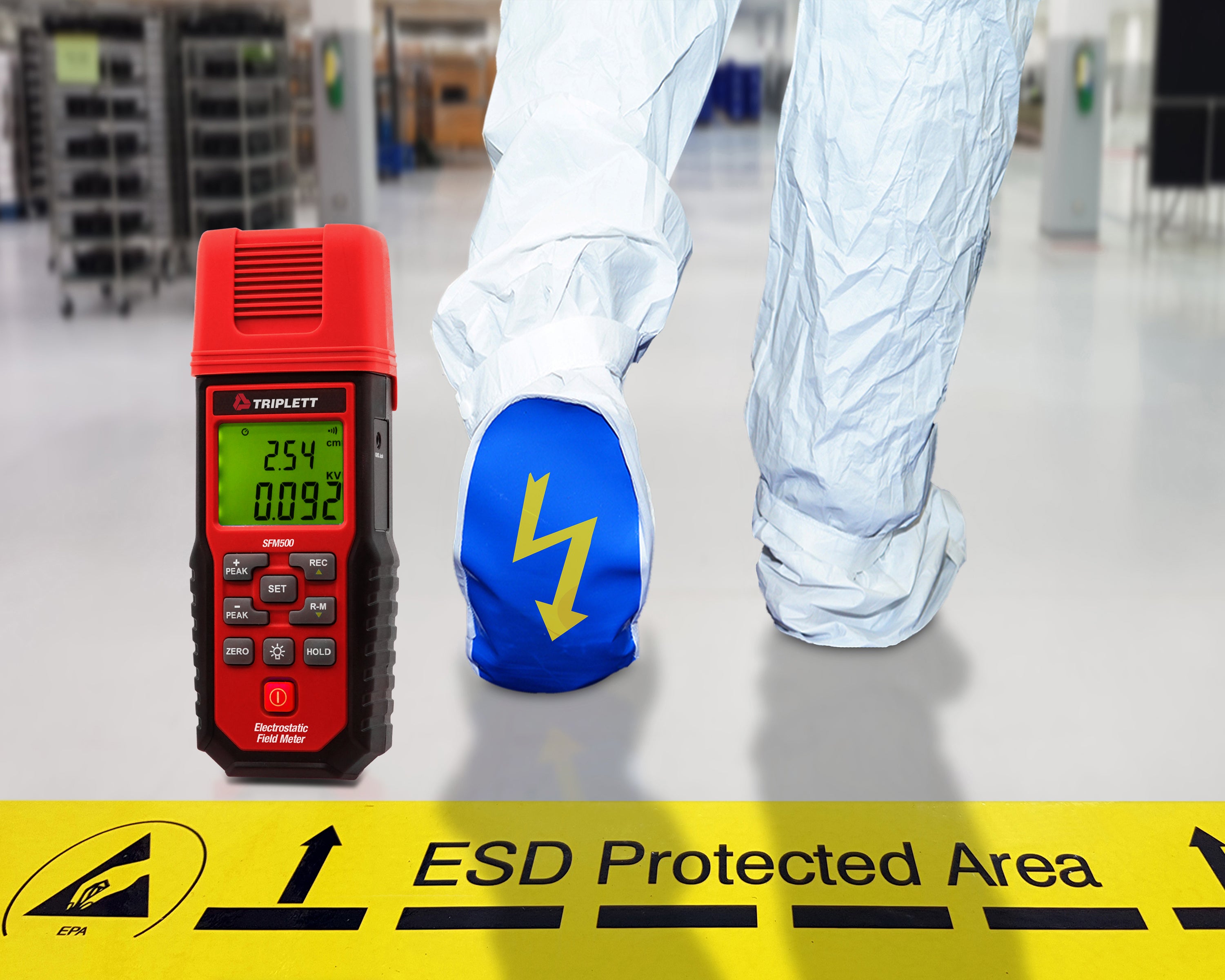 SFM500 Electrostatic Field Meter - Digital EMF Tester for Home & Office Safety - Measure Static Electricity in Electronics, Industrial & Laboratory Environments