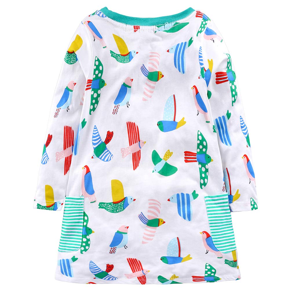 Cartoon Knit T-Shirt Dress for Little Girls with 2 Pockets - Cute Casual Playwear for School, Playdates & Family Outings