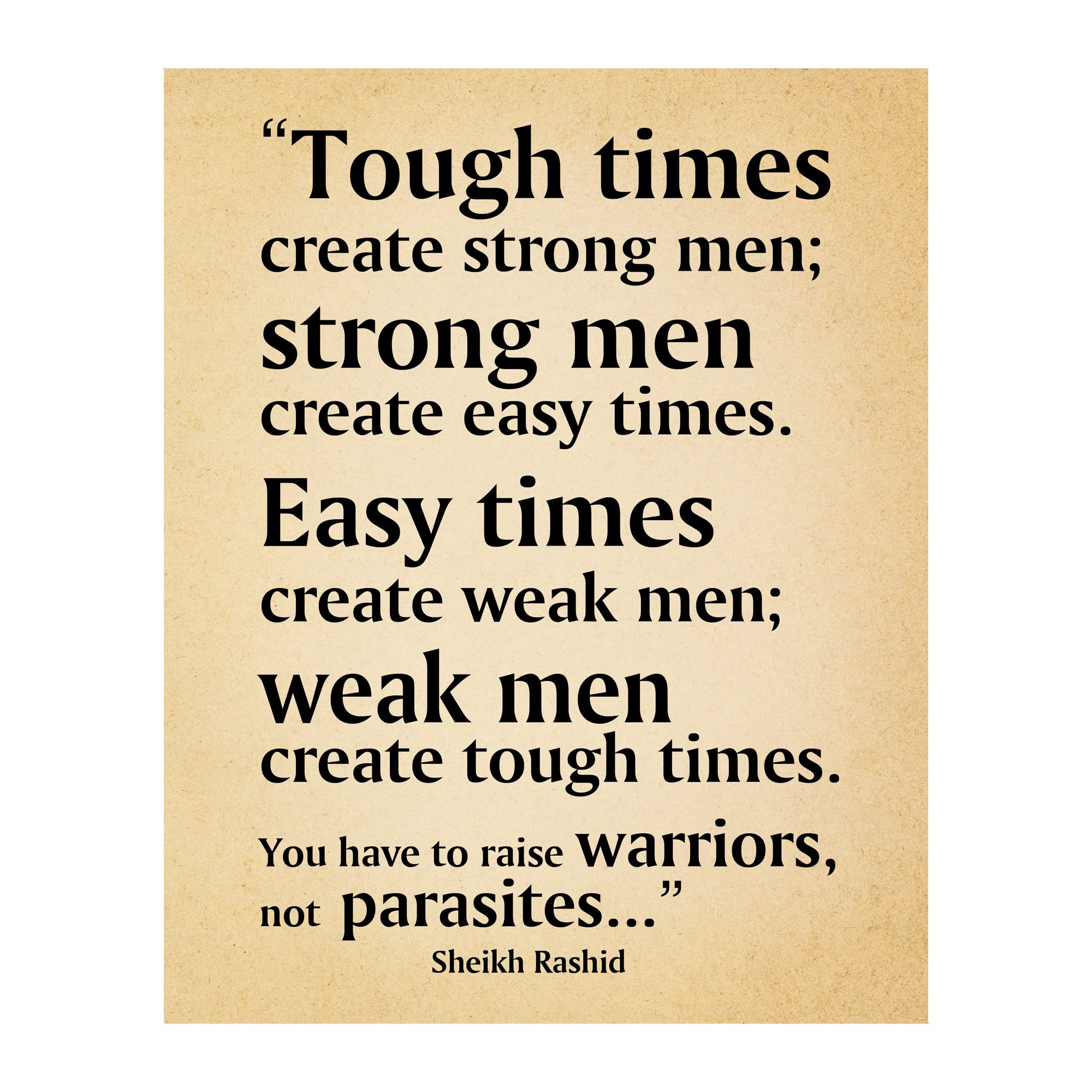 Tough Times Create Strong Men - Motivational Wall Art Print - Inspirational Quote Poster for Home, Gym, Office & Classroom Decor - 8x10 Unframed Poster - Perfect for Workout Motivation & Office Inspiration