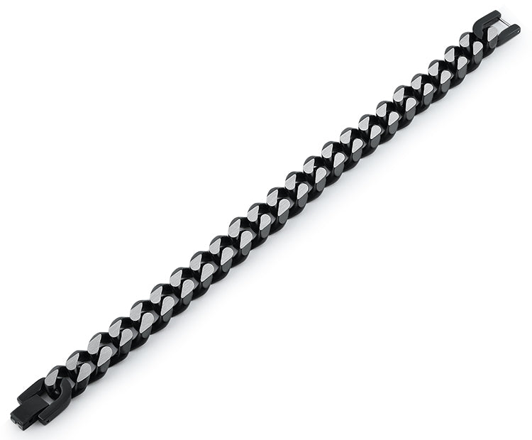 Stainless Steel Curb Chain IP Black Link Bracelet for Men & Women - Durable Fashion Jewelry for Everyday Wear, Parties & Gifts