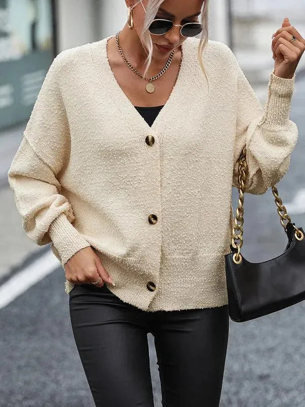 Women's V-Neck Button Cardigan Sweater - Soft & Stylish Knitwear for Casual Wear, Office & Layering