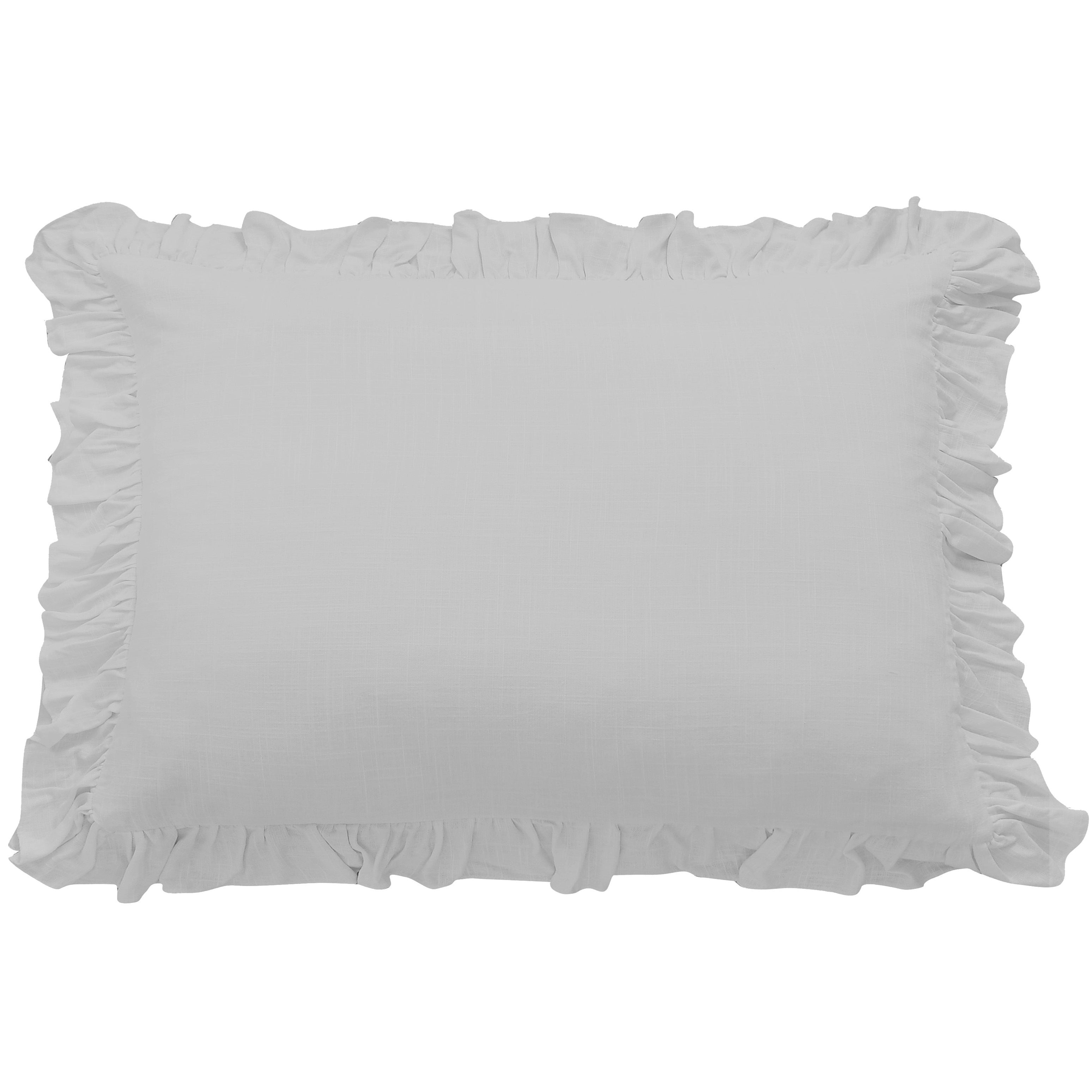 Lily Washed Linen Ruffled Dutch Euro Pillow - Elegant Home Decor for Living Room, Bedroom & Sofa - Soft & Breathable Linen Cushion Cover