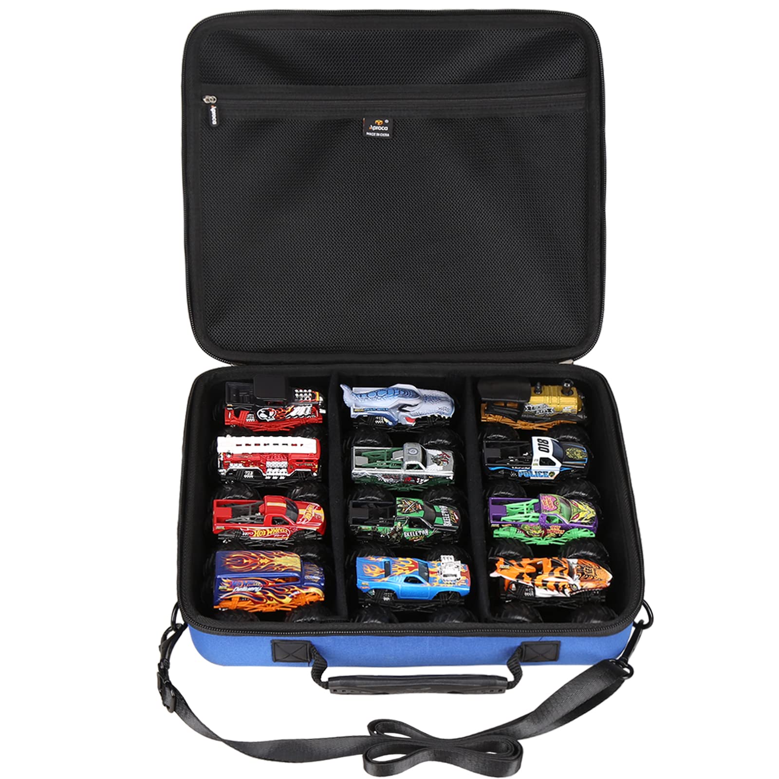 Aproca Hard Storage Travel Case for Hot Wheels Monster Trucks 1:64 Scale Die-Cast Ultimate Chaos 12 Pack Toy Vehicles - Durable Protective Organizer for Kids Toys, Car Collectibles & Travel Storage