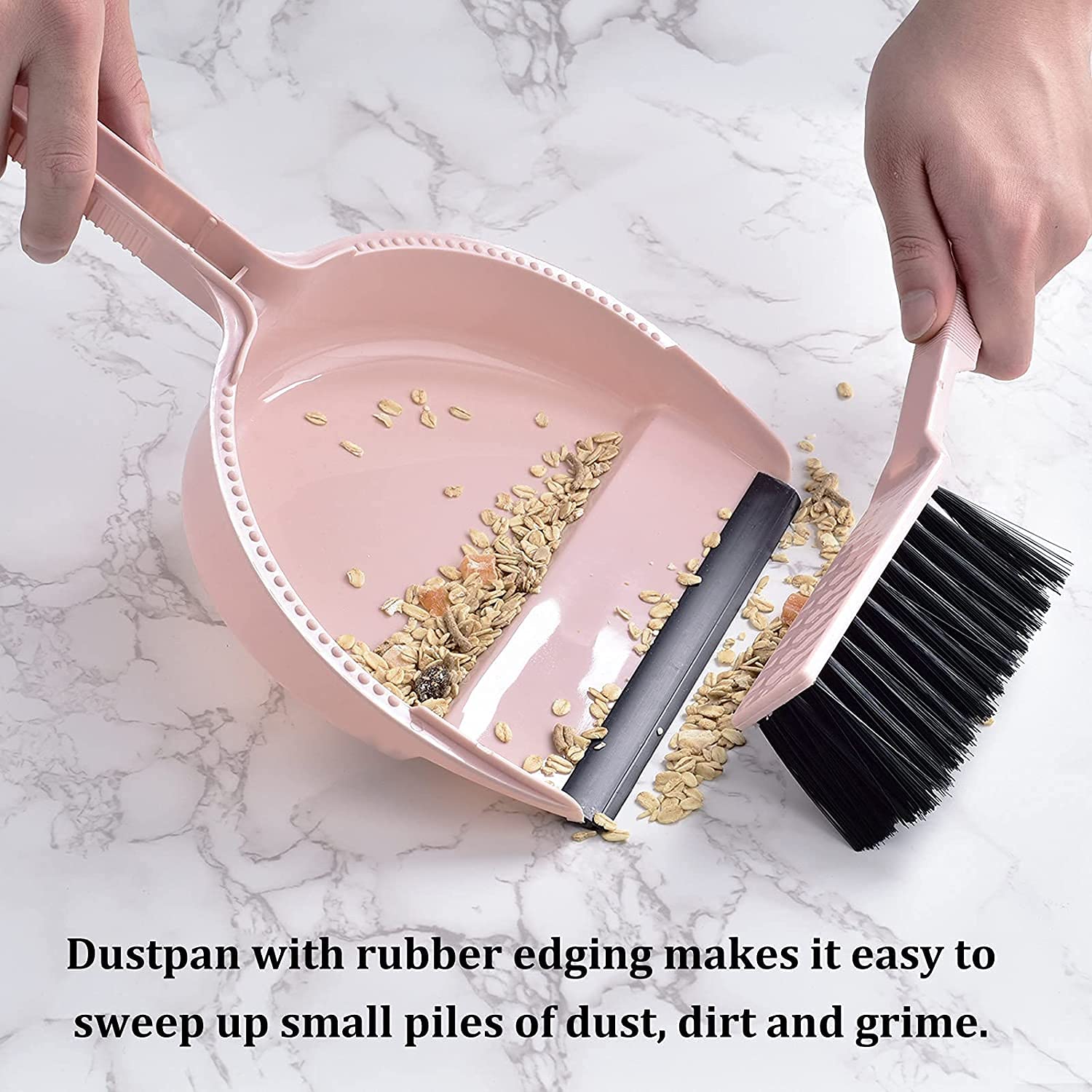Mini Brush and Dustpan Set - Compact Hand Broom & Dustpan Combo for Home, Kitchen, Office & Car Cleaning - Lightweight Small Dustpan with Brush (Pink & Blue) - Perfect for Quick Spills, Pet Hair & Tight Spaces