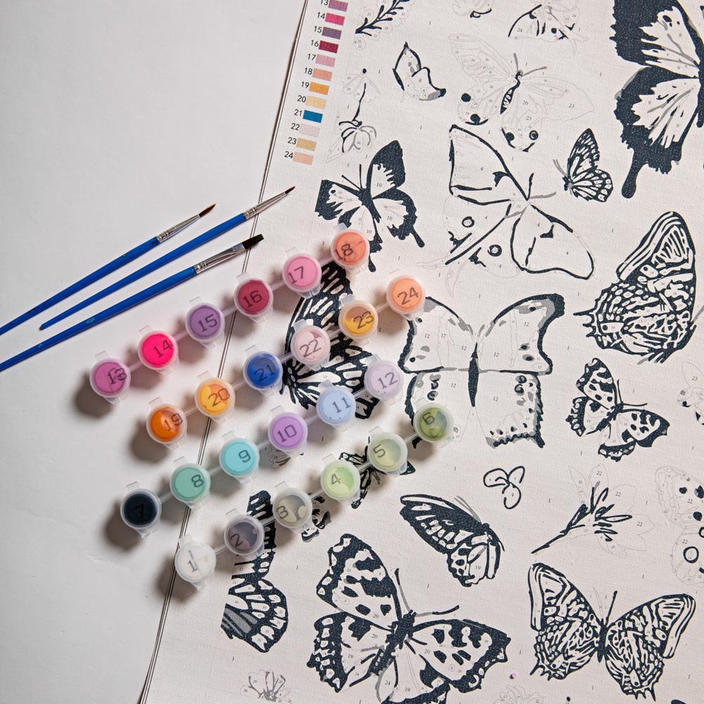 Butterfly Garden Paint by Numbers Kit for Adults - DIY Art Painting Set for Relaxation & Home Decor