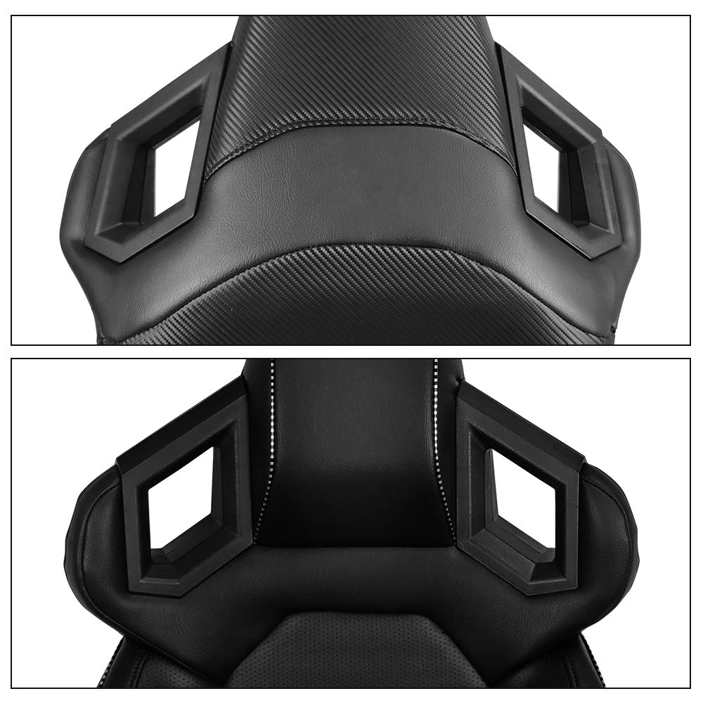 Freemotor802 Universal Racing Seat - Reclinable Sport Seat with Dual Lock Sliders, Adjustable PU & Carbon Fiber Fabric (Passenger Side, Black) - Perfect for Car Enthusiasts & Racing Simulation Setups