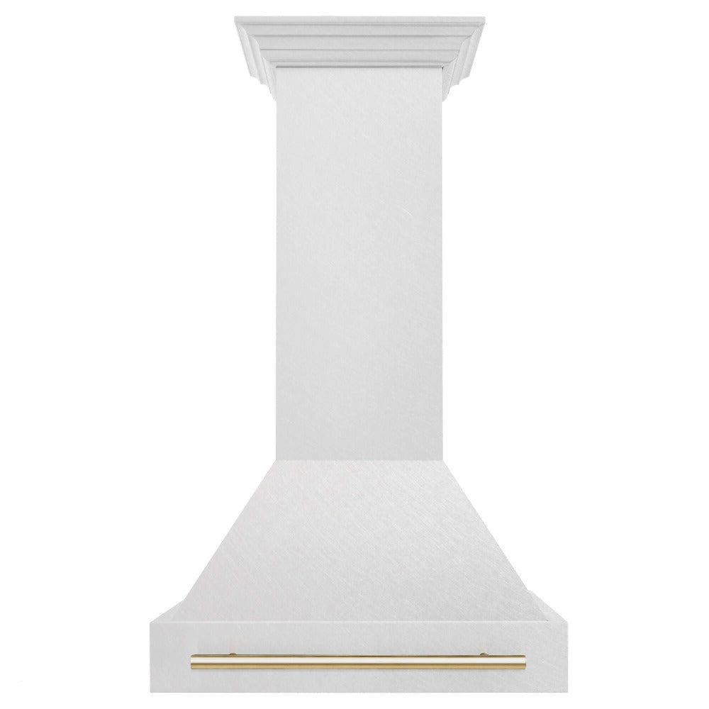 ZLINE Autograph Edition 30 Inch Stainless Steel Wall Mount Range Hood with Champagne Bronze Handle - Professional Kitchen Ventilation for Home Chefs - Perfect for Modern Kitchens, Open Concept Homes & Gourmet Cooking