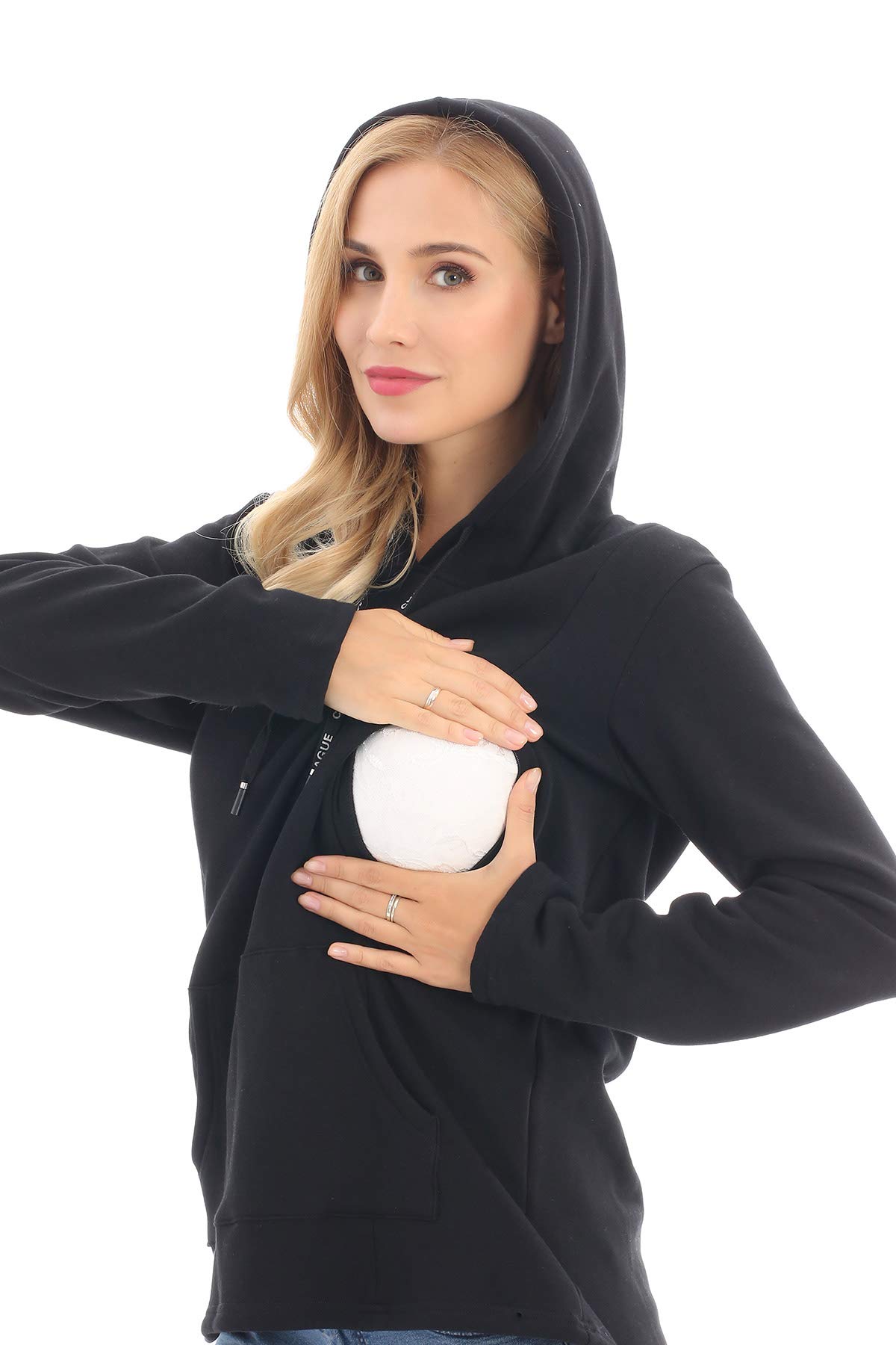 Bearsland Women's Maternity Nursing Sweatshirt - Soft Breastfeeding Hoodie with Pockets for Pregnancy & Postpartum Comfort | Perfect for Nursing Moms, Winter Wear & Casual Outfits