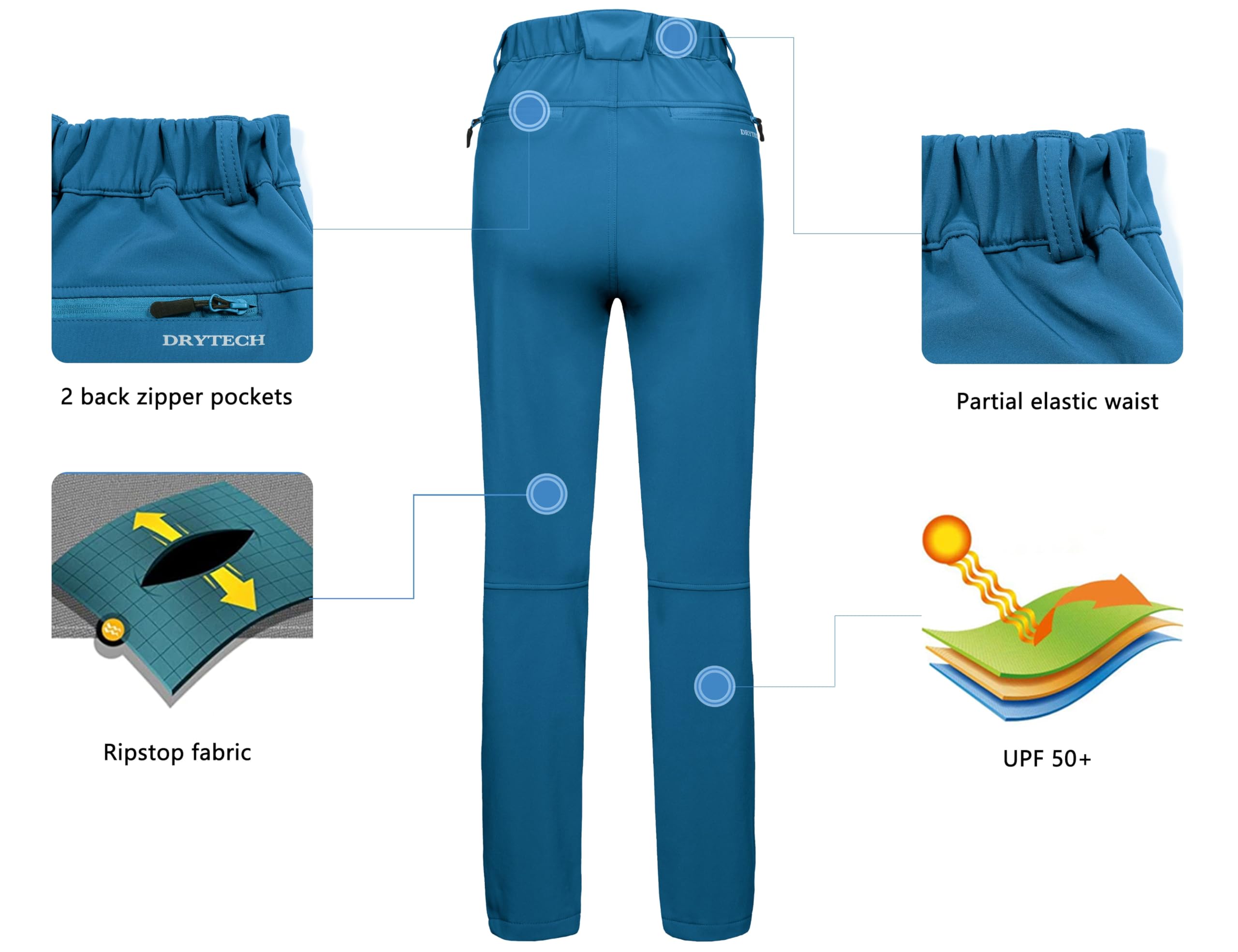 Little Donkey Andy Women's Ski Softshell Pants - Windproof Winter Snow Pants for Skiing & Snowboarding - Perfect for Cold Weather Outdoor Activities
