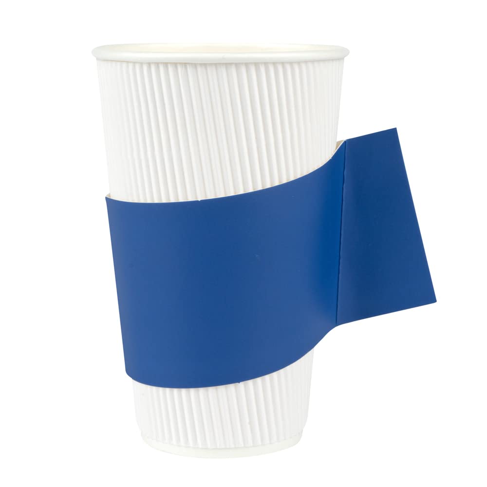 Restpresso Hot Coffee Sleeves with Handle - 1000 Disposable Cup Sleeves for 12, 16 & 20 oz Cups | Navy Blue Paper Cup Jackets | Ideal for Coffee Shops, Cafes & Takeout Services