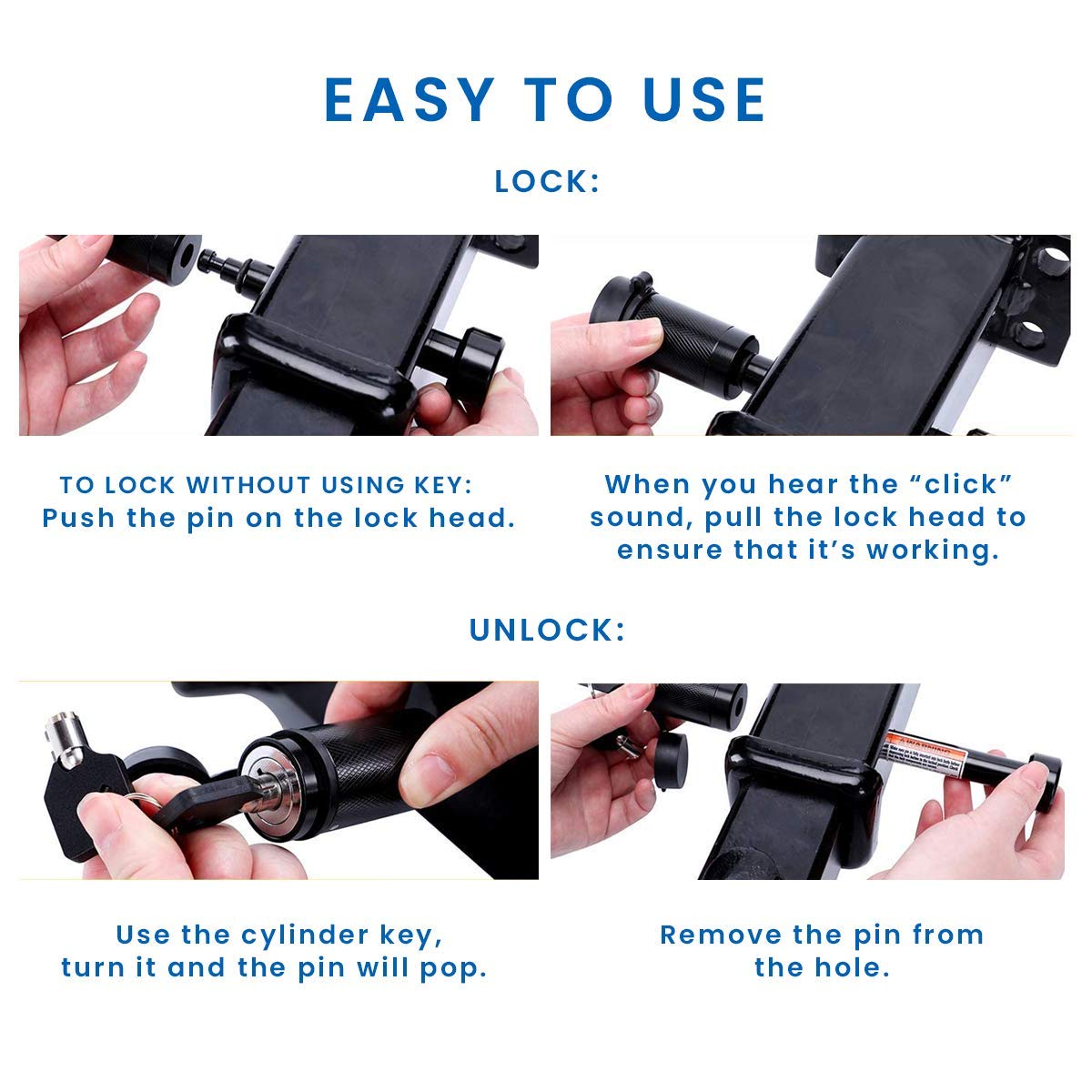 Zento Deals 2-Pack Trailer Hitch Receiver Lock Pin - Heavy Duty Anti-Theft Security Lock for Trucks, SUVs, RVs - Perfect for Towing, Camping & Outdoor Adventures