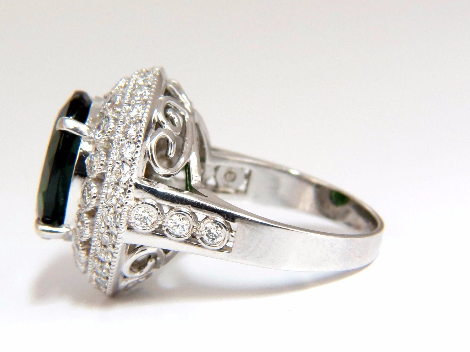 6.71CT GIA Certified Natural Vivid Green Diopside Halo Diamond Ring in 14K Gold - Perfect for Engagement, Anniversary & Special Occasions