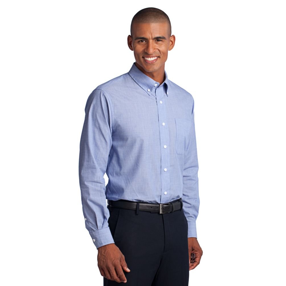 Port Authority Crosshatch Easy Care Shirt - S640 Chambray Blue | Comfortable Workwear for Business Casual & Office Wear