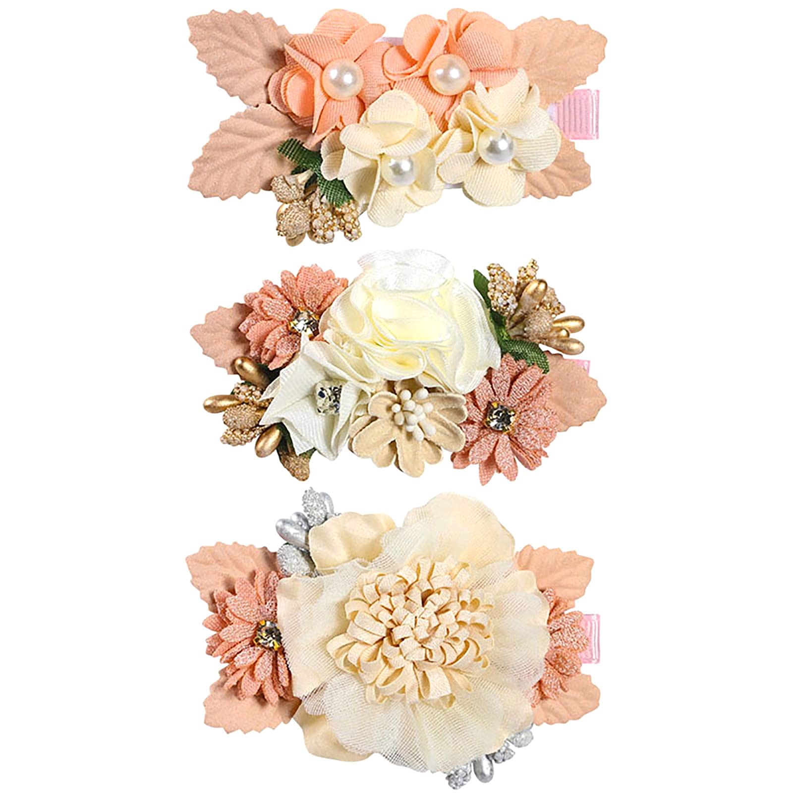 Non-Slip Artificial Baby Flower Hair Clips Set - Cute Girls Bow Hair Accessories for Toddlers & Infants | Perfect for Parties, Weddings & Daily Hair Styling
