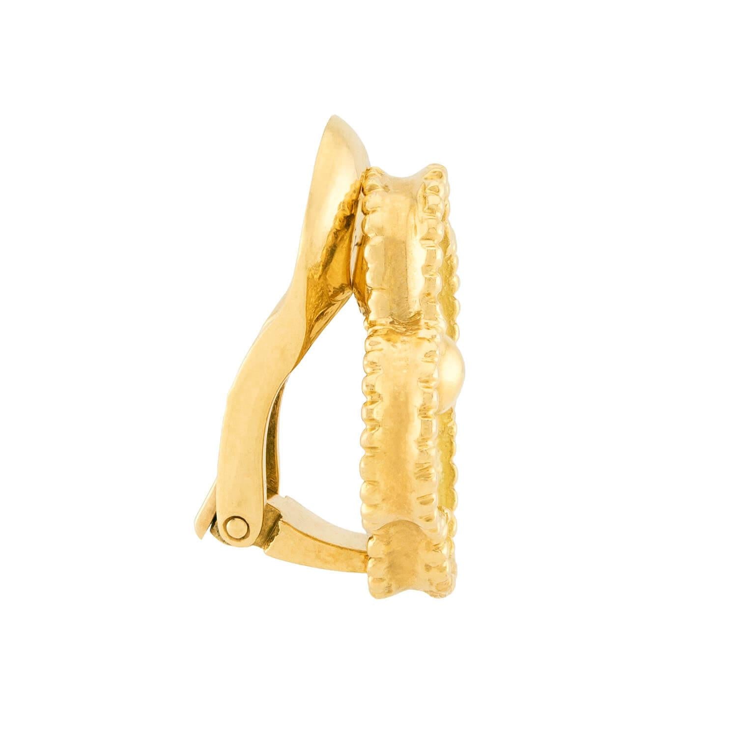 VAN CLEEF & ARPELS Estate 18k Gold Alhambra Earrings - Vintage Luxury Jewelry for Women, Perfect for Weddings, Parties & Special Occasions