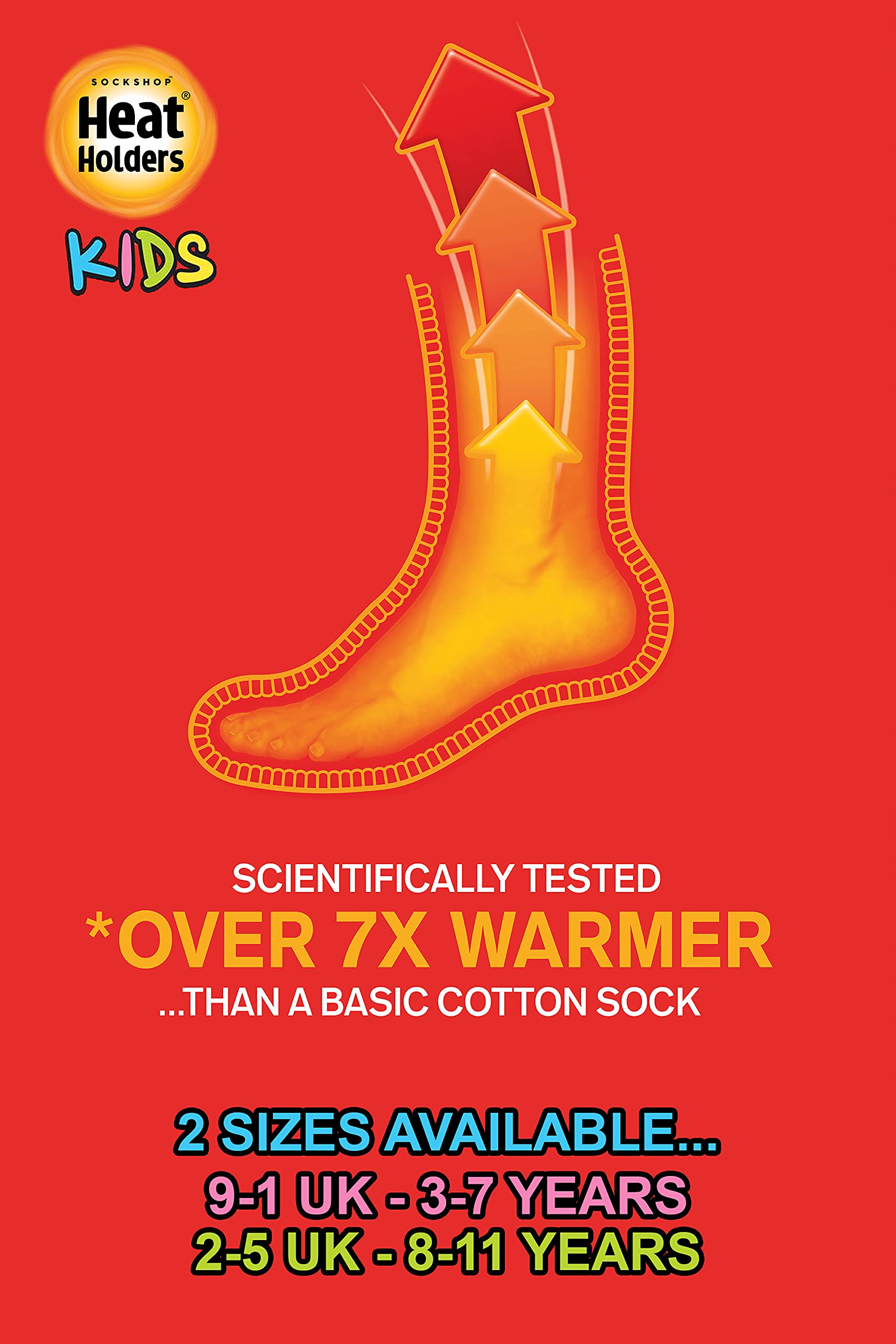 HEAT HOLDERS Kids' Thermal Socks 2.3 Tog - UK Sizes 2-5 / EU Sizes 34-39 - Winter Warm Socks for Boys & Girls - Perfect for Cold Weather, Snow Boots & Outdoor Activities