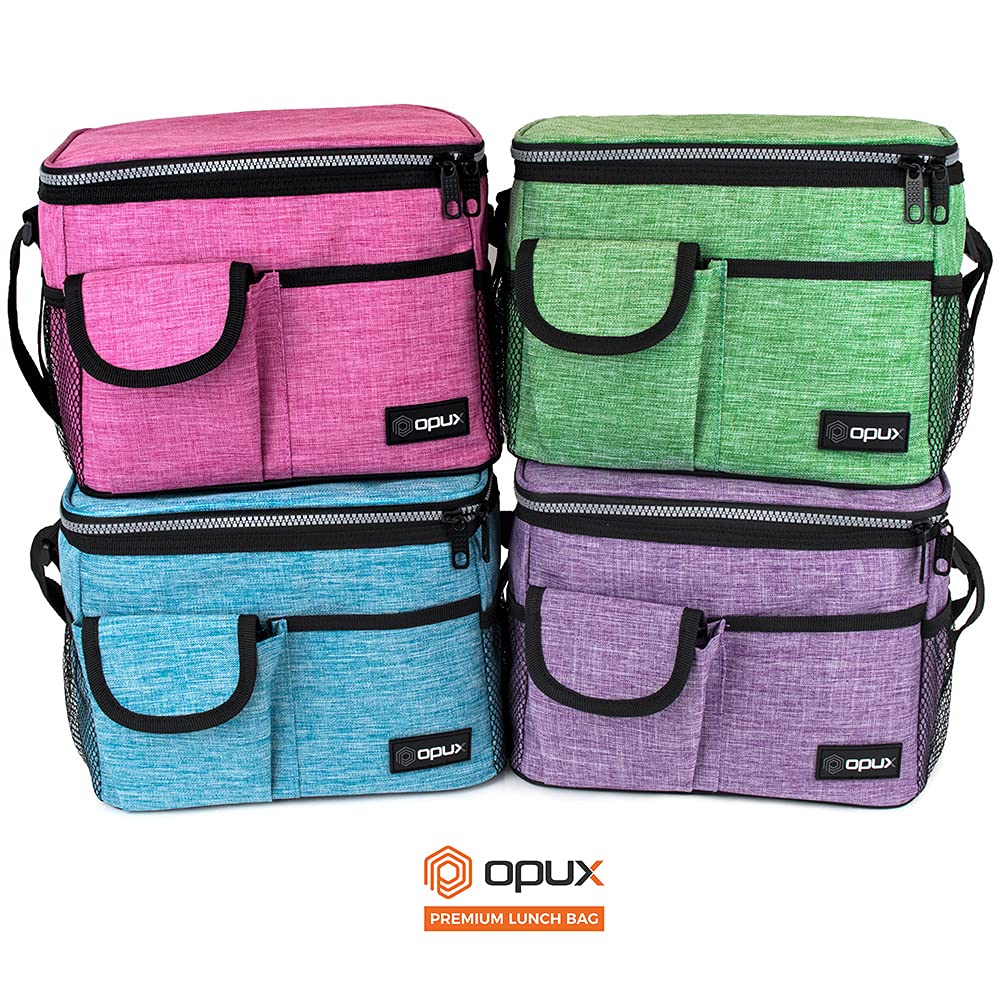 OPUX Insulated Lunch Bag for Men & Women - Leakproof Heather Purple Lunch Box for Work & School, Portable Soft Cooler Bag with Shoulder Strap - Adult & Kids Lunchbox for Office, Picnic, Hiking (14 Can/8L Capacity)