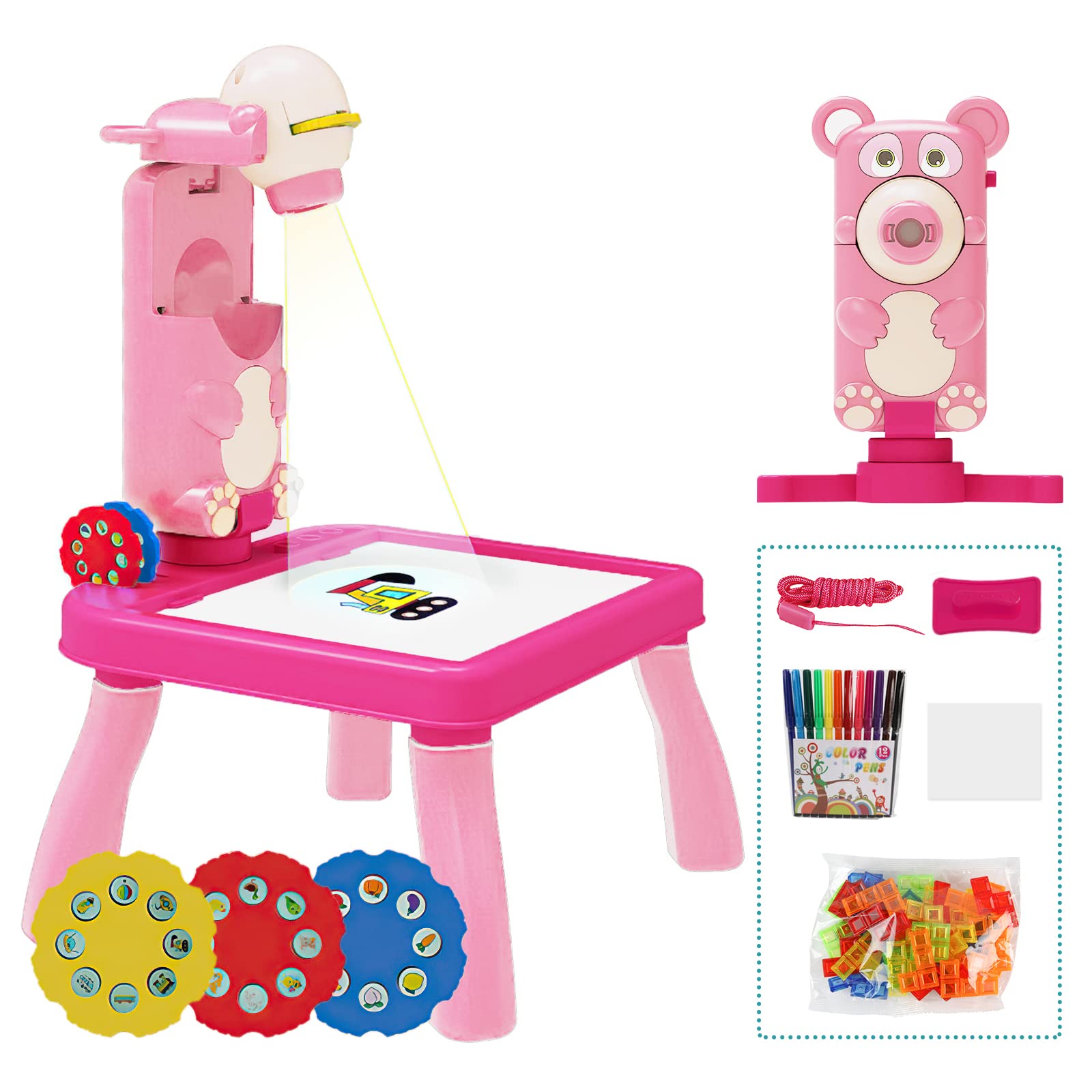 4-in-1 Kids Drawing Projector Table - Educational Tracing Art Toy with Puzzles & Flashlight for Boys Girls Ages 3-5 | Perfect for Home Learning, Birthday Gifts & Creative Playtime