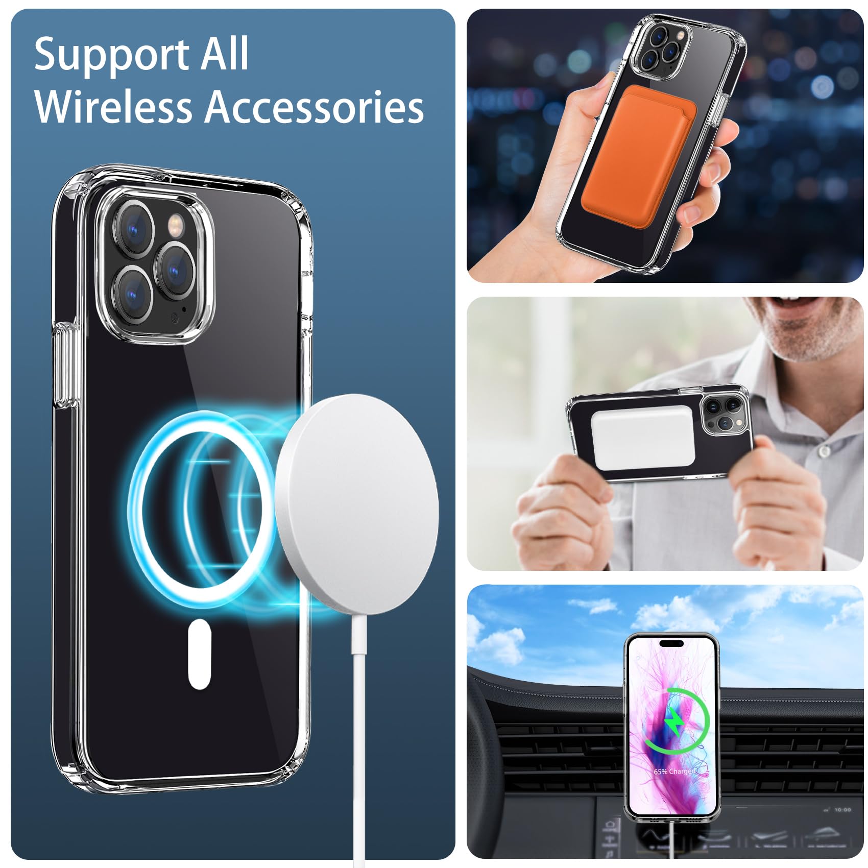 Magnetic iPhone 15 Pro Max Case - Slim Clear Protective Cover with MagSafe Wireless Charging, Anti-Scratch & Shockproof Design - Perfect for Daily Use, Travel & Outdoor Activities