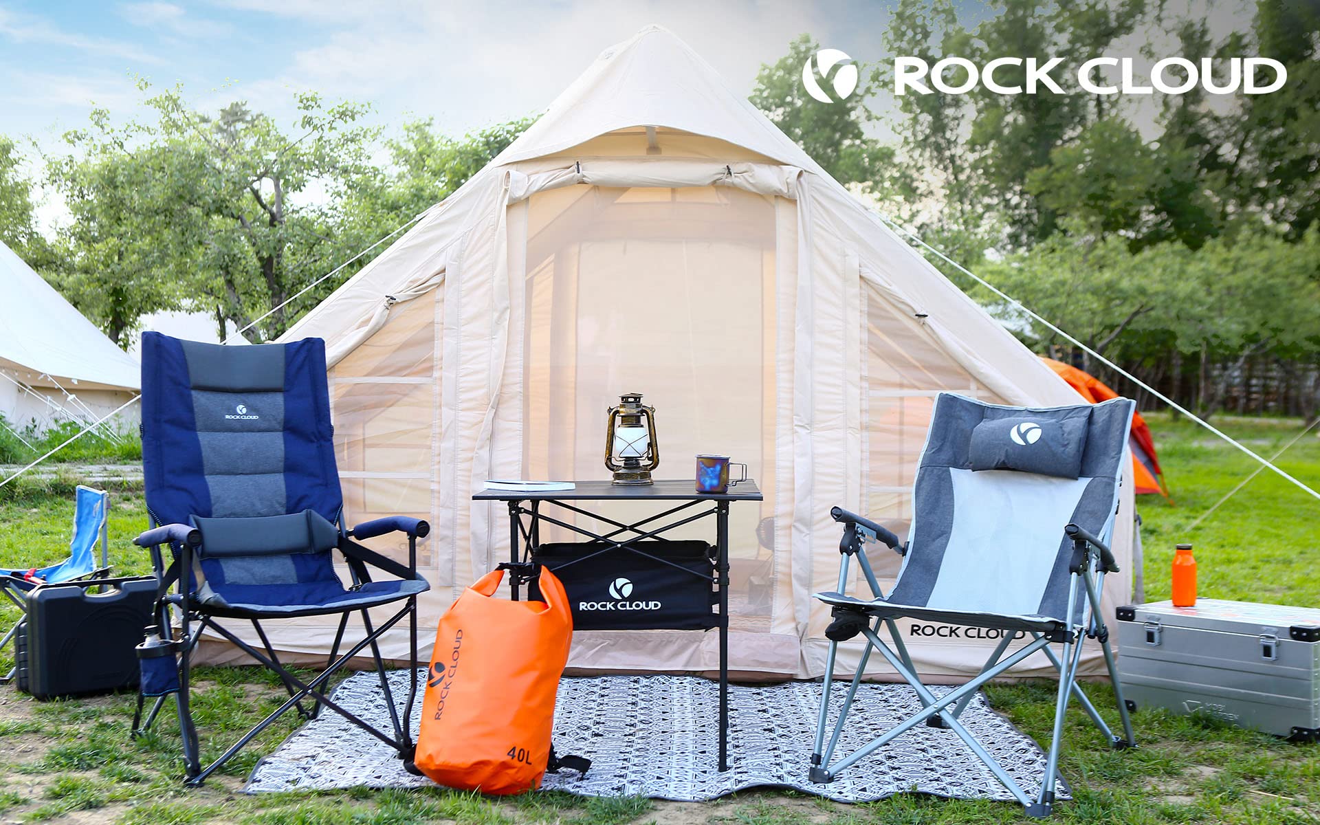 ROCK CLOUD Folding Camping Chair with Lumbar Support - Padded Portable Outdoor Chair for Camping, Hiking, Fishing, Backyard, Beach, Picnics and Sports Events - Heavy Duty Comfortable Lawn Chair