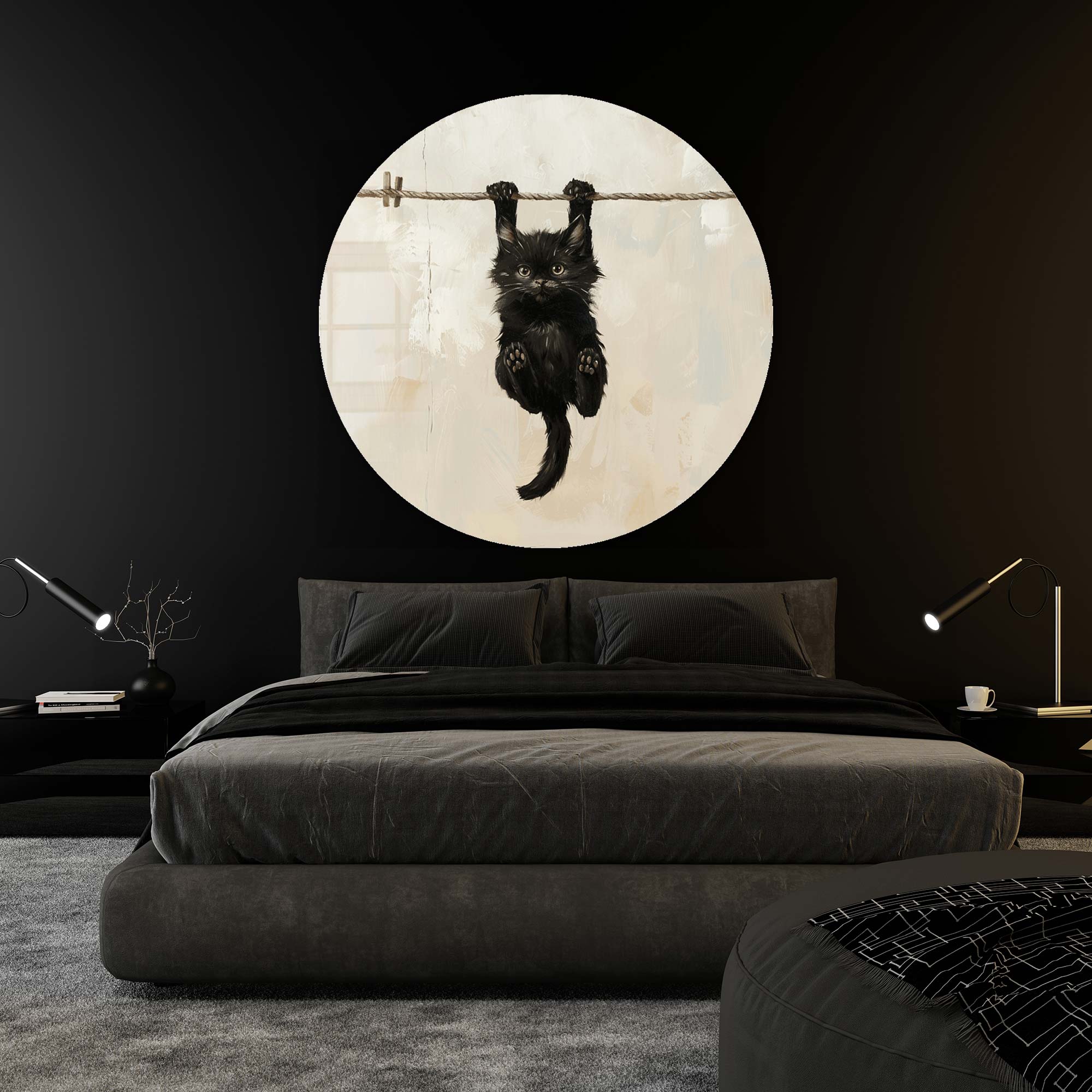 Pawsome Grip II Rounded Glass Wall Art - Modern Home Decor for Living Room, Bedroom & Office - Shatter-Resistant Glass Wall Hangings for Pet Lovers