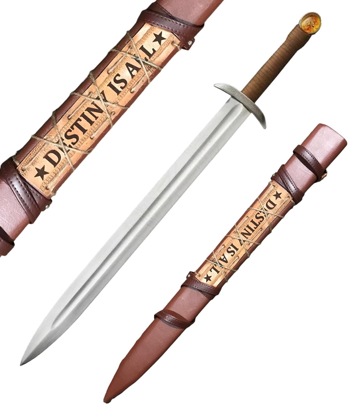 Uhtred's Serpent-Breath Viking Sword with Leather Scabbard | Functional Carbon Steel Battle-Ready Sword | Historical Replica, Warrior Weapon, Medieval Collectible | Perfect for Cosplay, LARP, Display & Viking Gifts for Men