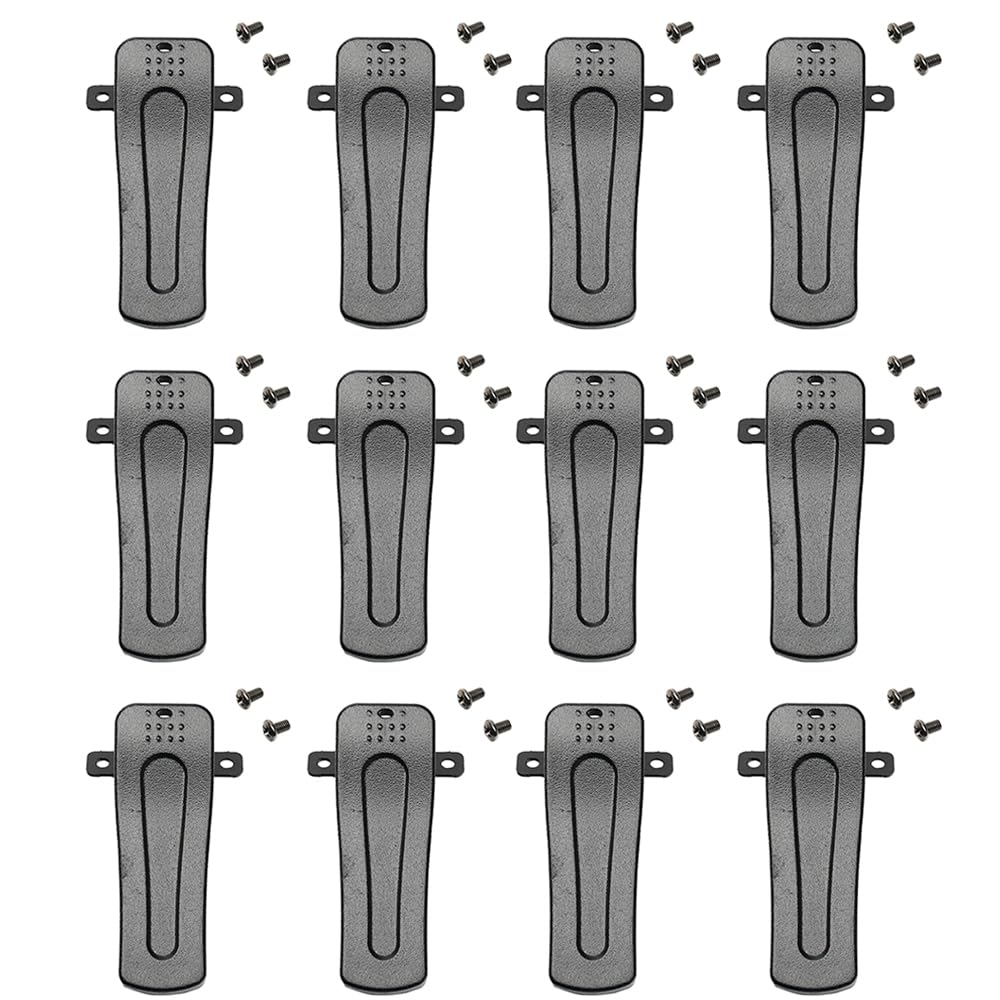 12 Pack Walkie Talkie Belt Clip - Compatible with Baofeng BF-888S BF-666S BF-777S & Retevis H-777 Two Way Radios - Secure Hands-Free Communication for Construction, Security, and Outdoor Activities