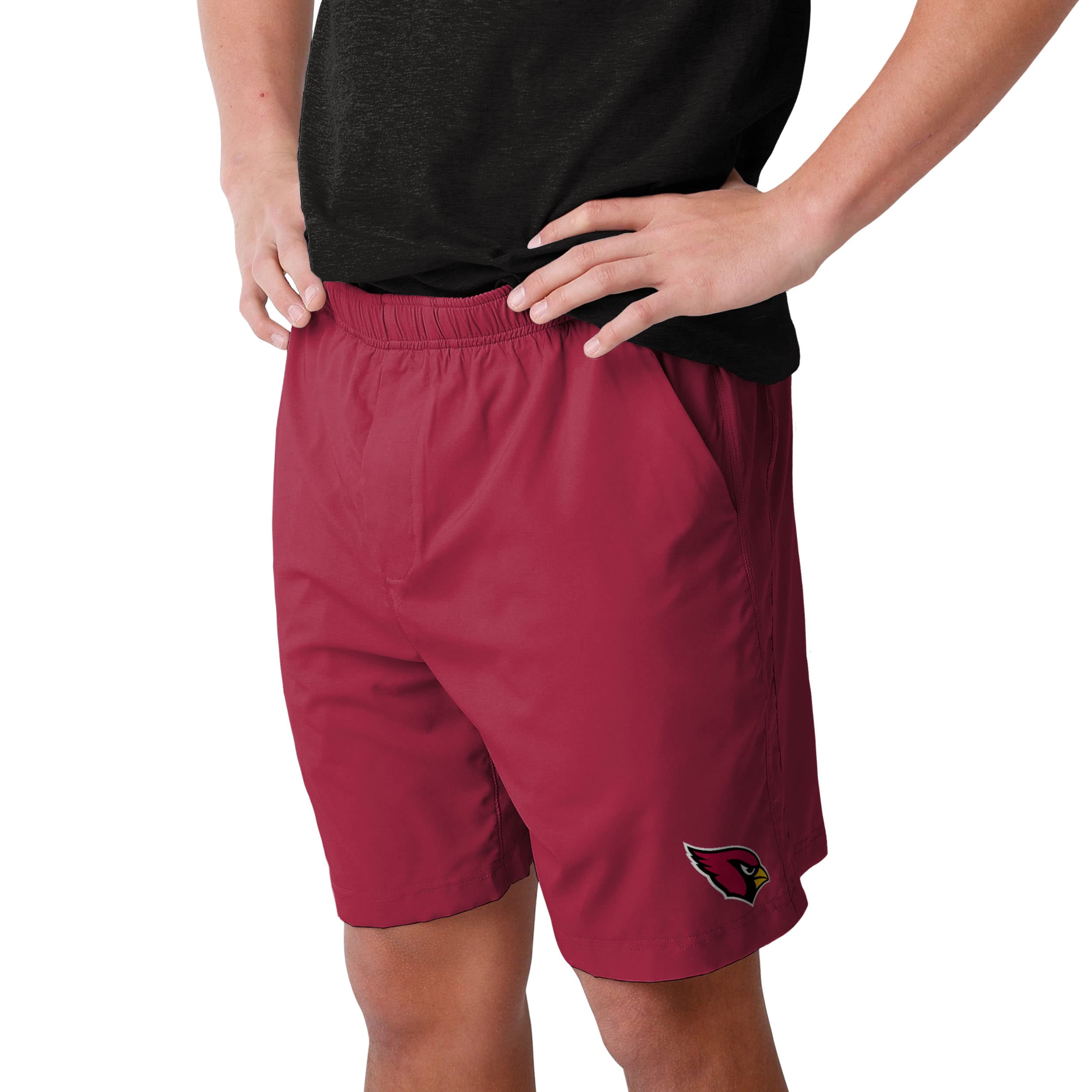 FOCO Arizona Cardinals NFL Men's Solid Woven Athletic Shorts - XL Size for Football Fans | Comfortable Casual Wear for Games, Workouts & Lounge