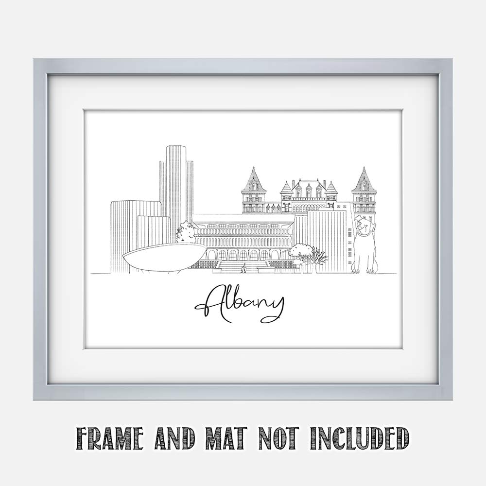 TJ Originals Albany Skyline Wall Art Print - 11x14 Unframed Albany Cityscape Drawing for Home & Office Decor | Perfect for Living Room, Bedroom, or Gift