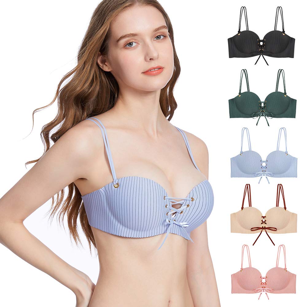 **Eleplus Push Up Bras for Women - Seamless Padded Wireless Bras, Comfortable Lift & Support, Pack of 5 - Perfect for Everyday Wear, Workouts & Special Occasions**
