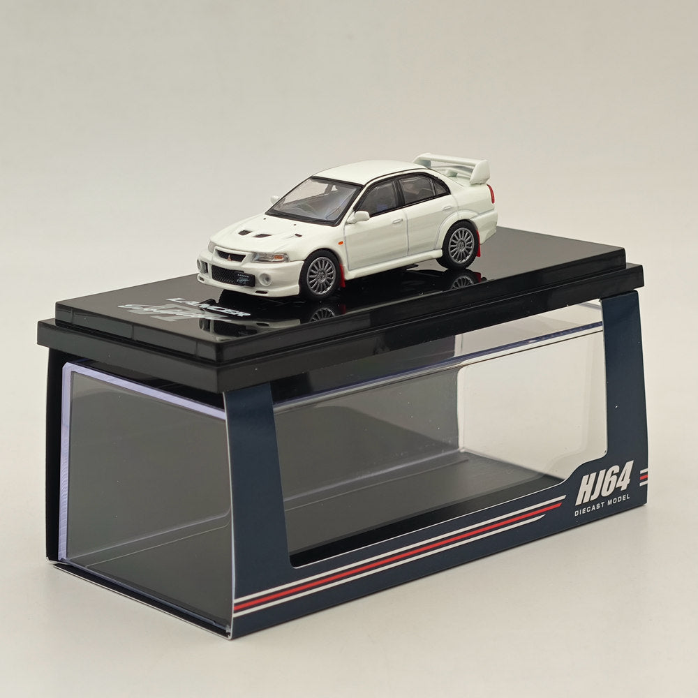 1/64 Scale Mitsubishi Lancer GSR Evolution VI (CP9A) 1999 Diecast Model Car - White | Hobby Japan HJ642033AW | Collectible Toy Car for Display & Racing Scenes