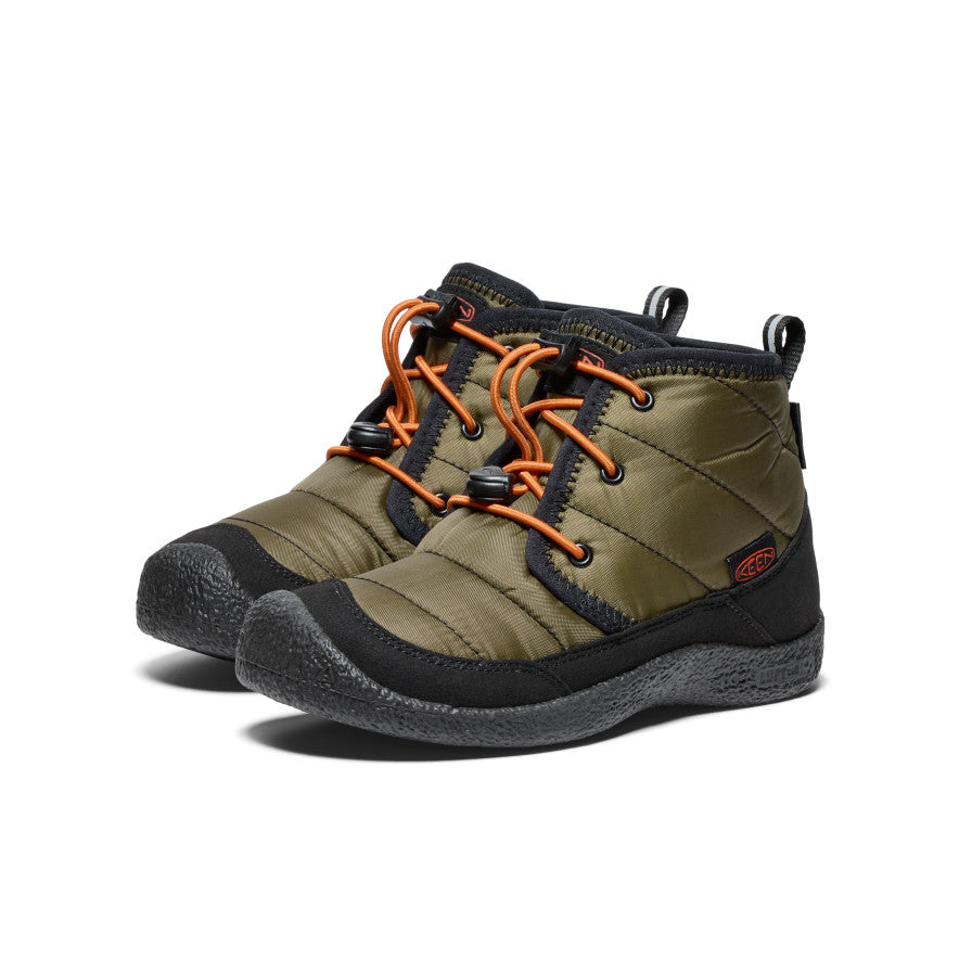 Big Kids' Howser II Waterproof Chukka Boots - Dark Olive/Gold Flame | Waterproof Hiking & Outdoor Adventure Shoes for Boys & Girls