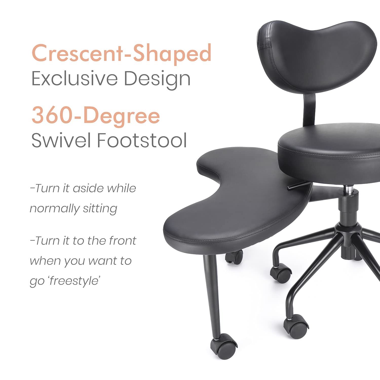 Adjustable Meditation Chair with Wheels - Ergonomic Cross-Legged Office Chair for ADHD & Fidgety Sitters - Criss Cross Desk Chair with Lumbar Support - Flexible Design for Yoga, Meditation & Home Office (Black)