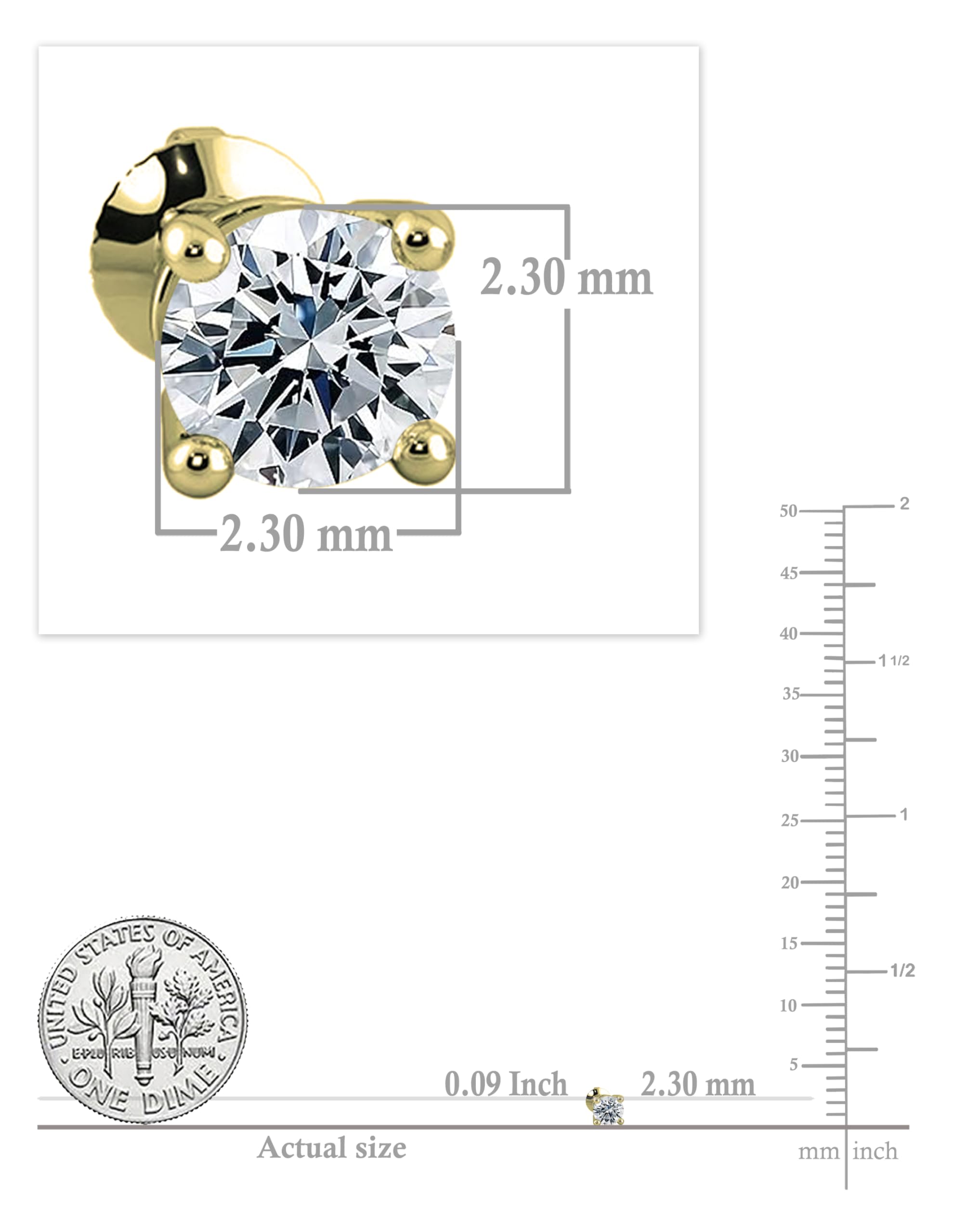 IGI Certified Lab Grown White Diamond Stud Earrings for Women - 18K Solid Gold Screw Back Earrings | Dazzlingrock Collection | Perfect for Weddings, Anniversaries & Special Occasions