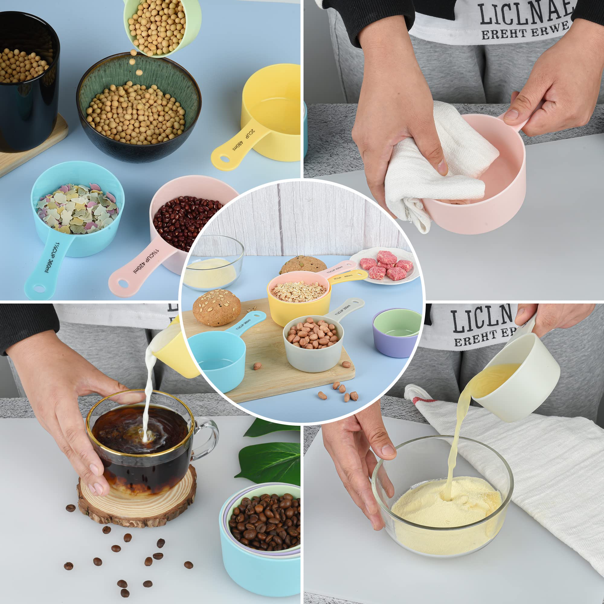 Smithcraft 6-Piece Plastic Measuring Cups Set - 3/4 & 2 Cup Measuring Cups for Baking, Cooking & Kitchen - Colorful Food Measurement Tools (Purple) - Perfect for Measuring Dry & Liquid Ingredients in Recipes