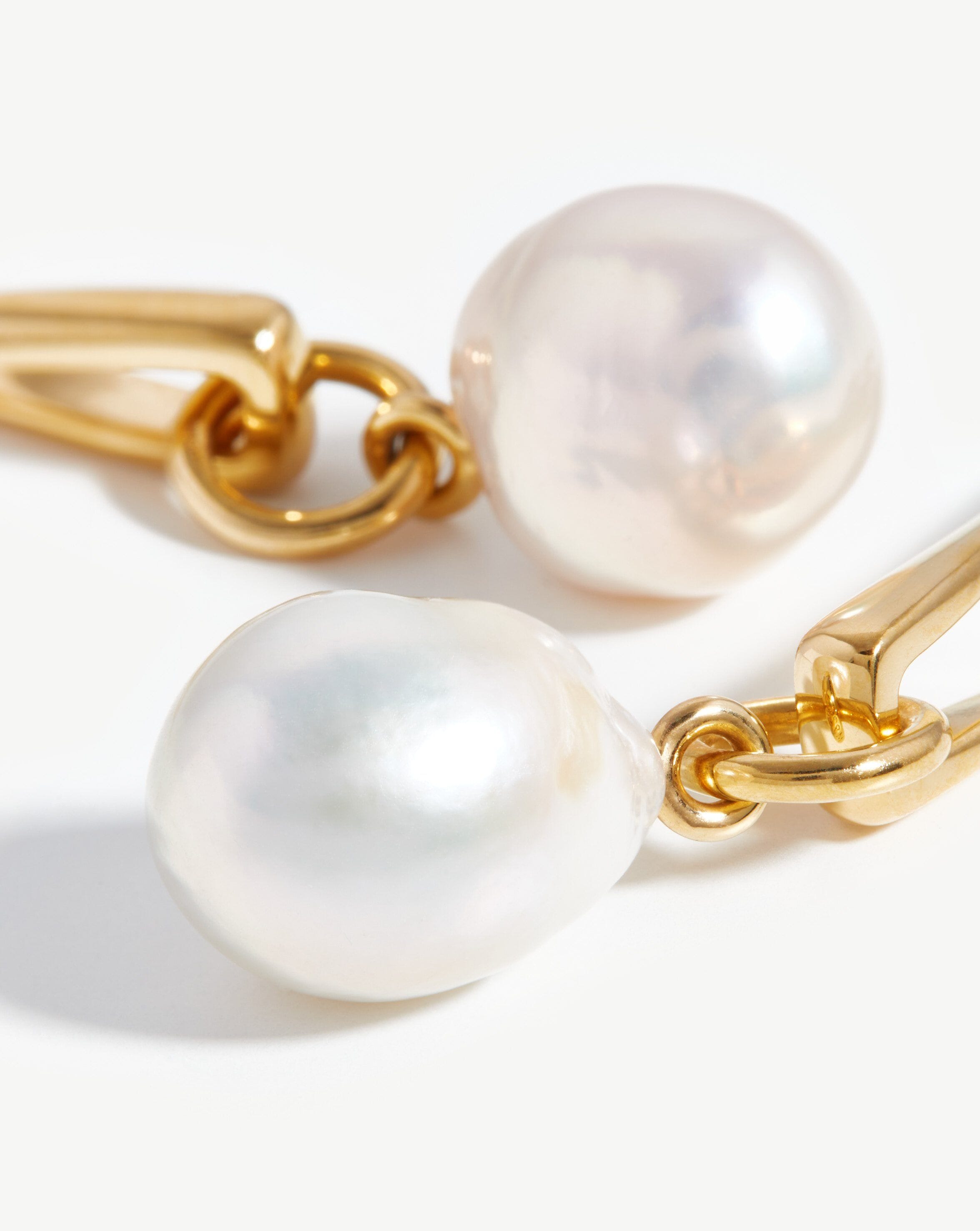 Baroque Pearl Twisted Drop Earrings - 18k Gold Plated Dangle Earrings with Natural Pearls | Elegant Jewelry for Women, Perfect for Weddings, Parties & Special Occasions