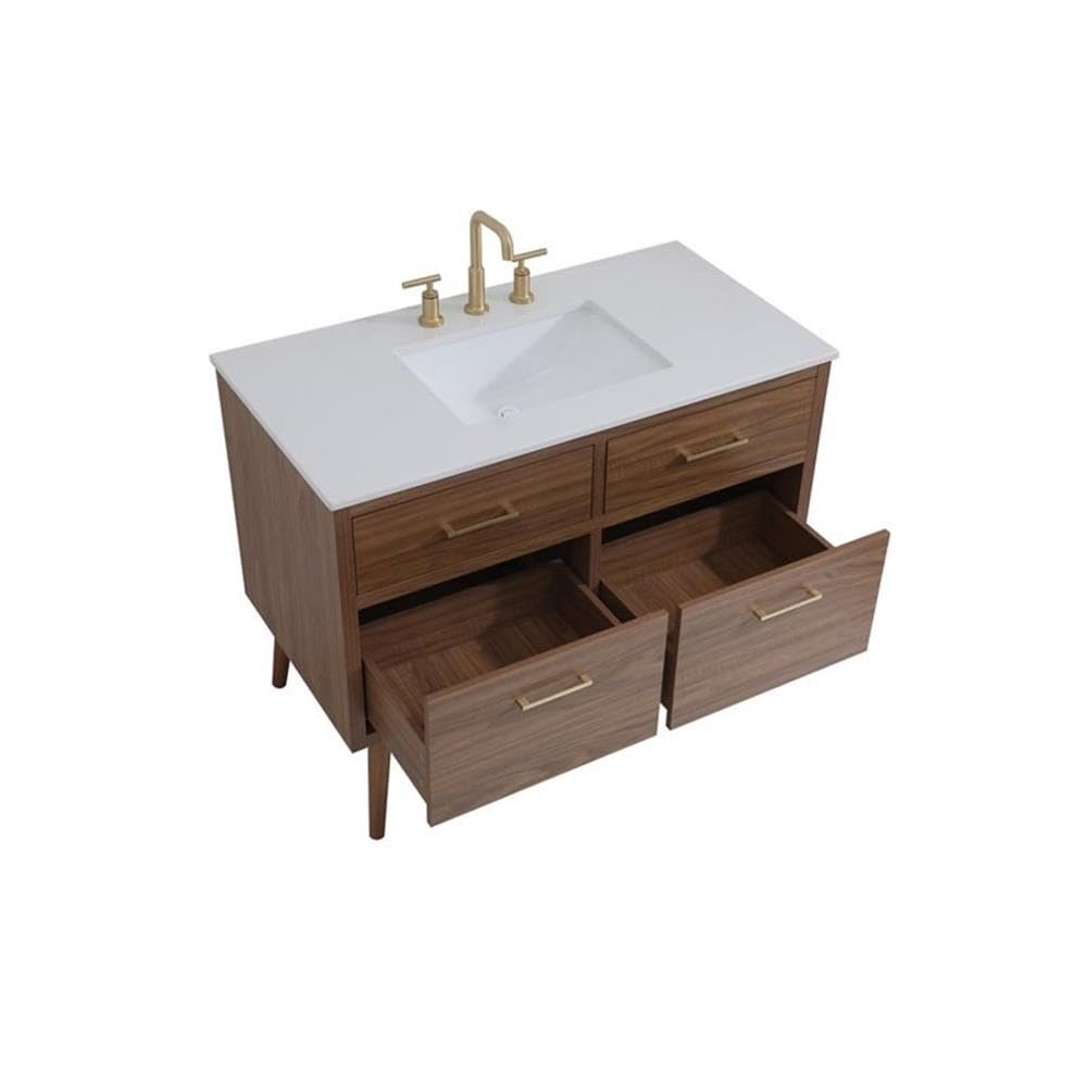 42 Inch Bathroom Vanity Cabinet with Sink - Elegant Walnut Brown Finish for Modern Bathroom & Kitchen Remodeling | Perfect for Small Space Bathrooms & Powder Rooms