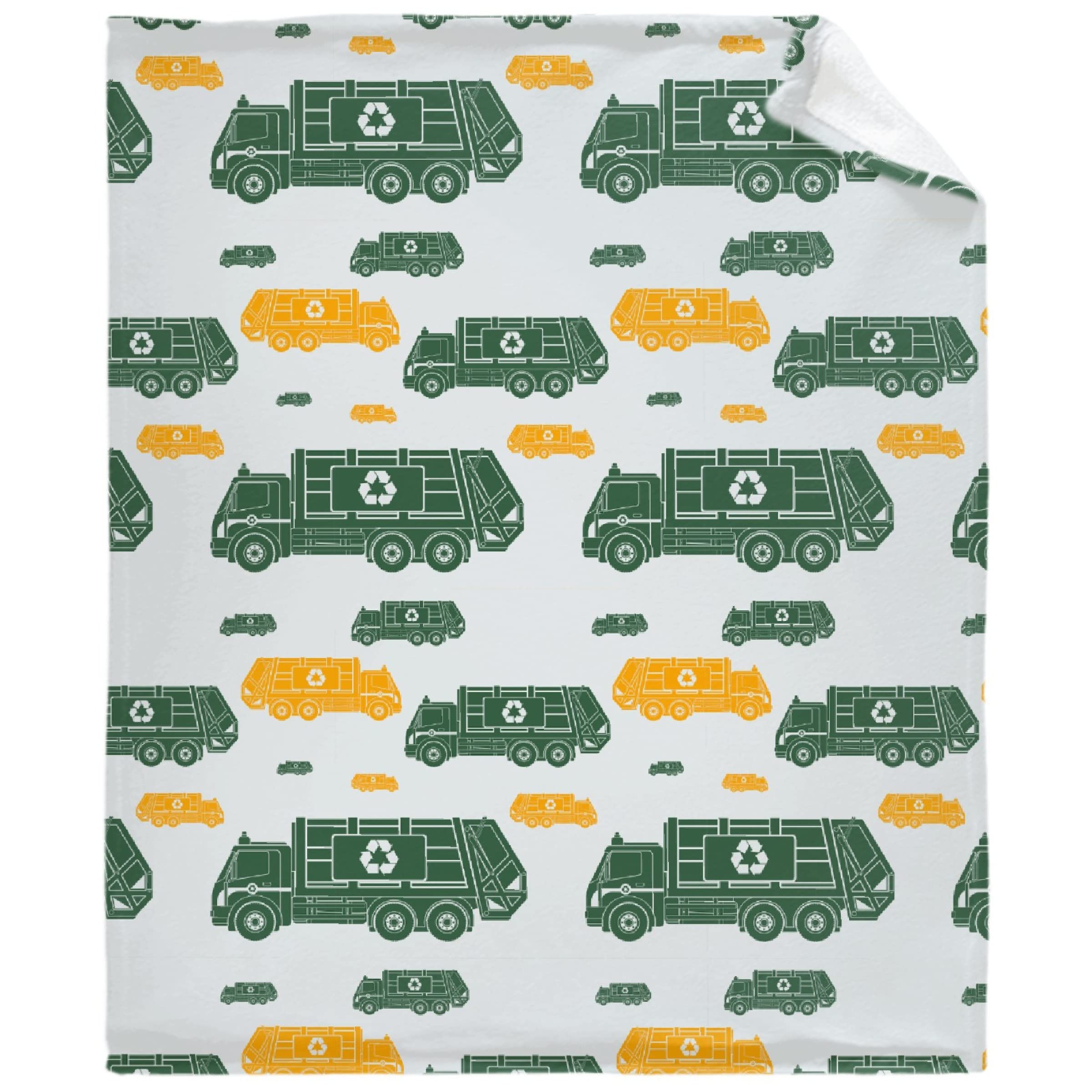 Thuswarm Garbage Truck Print Flannel Throw Blanket - Extra Large 120x90 Inch - Ultra Soft & Warm Cozy Blanket for Bed, Couch, Sofa - Funny Home Decor Gift for Truck Lovers & Family - Perfect for Movie Nights, Camping & Winter Snuggling