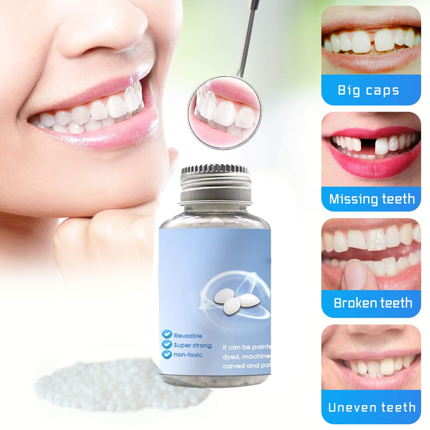 Tooth Repair Kit - Moldable False Teeth Thermal Fitting Beads for Snap-On Instant Smile | DIY Dental Solution for Missing Teeth & Gap Filling | Perfect for Travel, Emergencies, and Confidence Boosting