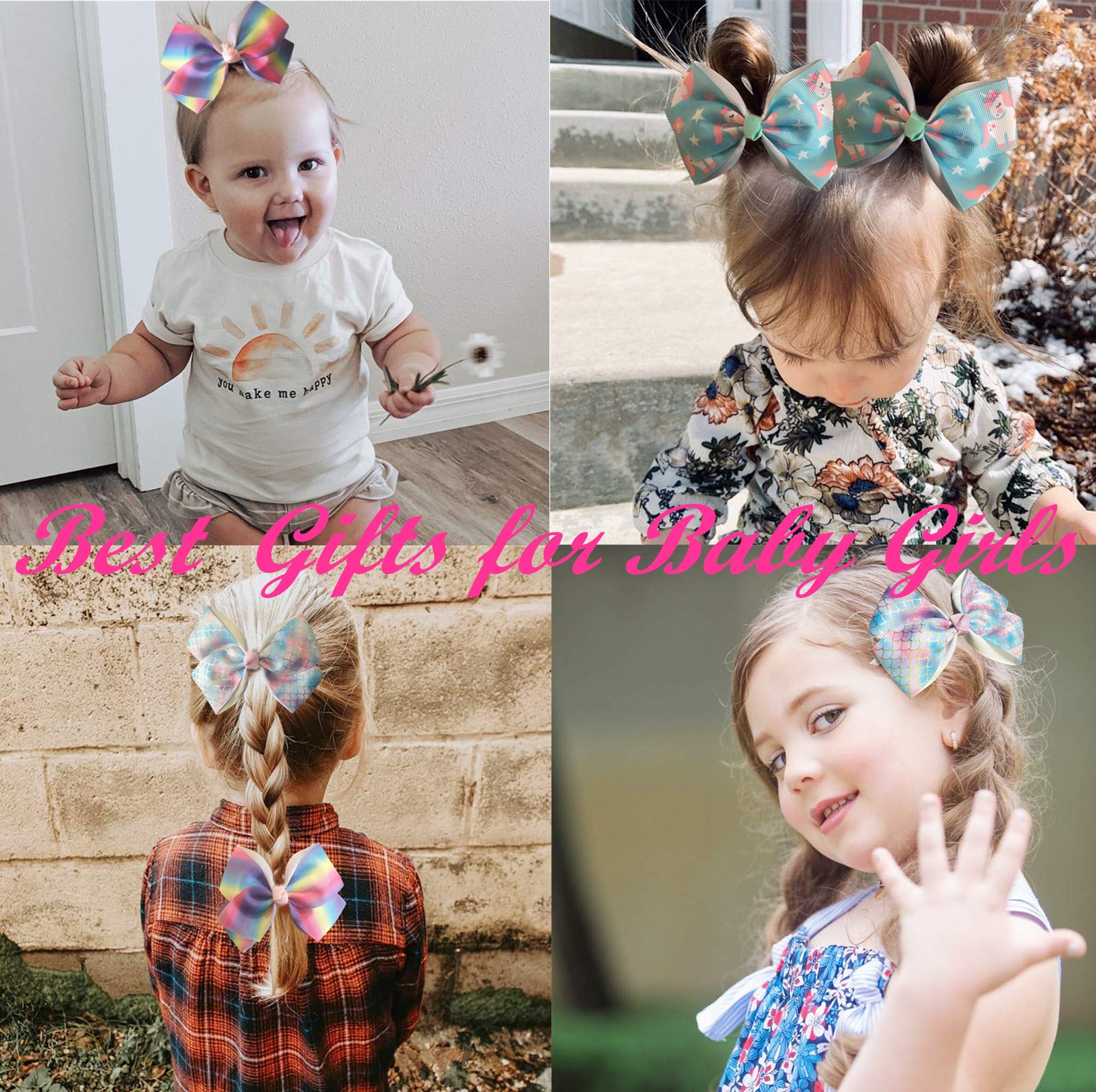 5 Inch Grosgrain Ribbon Hair Bows for Girls - 12 Pack Colorful Hair Clips & Accessories - Perfect for School, Parties, and Everyday Style