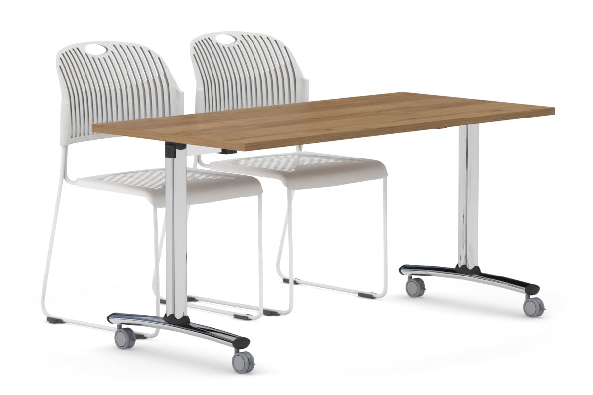 Foldable Mobile Meeting Table with Wheels - Chrome Legs & Flip Top Design [1800L x 800W] - Perfect for Office Conference Rooms, Co-working Spaces & Home Offices