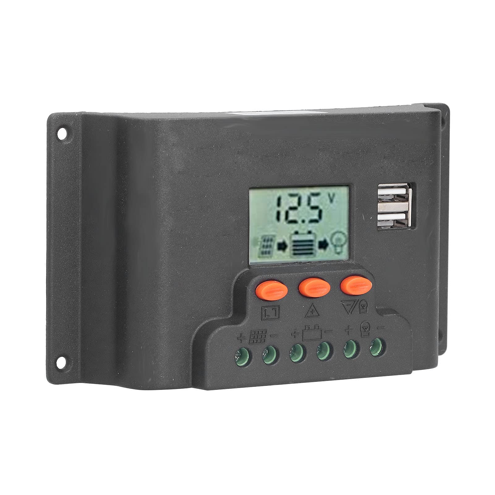 20A PWM Solar Charge Controller with LCD Display & Dual USB Ports - 12V/24V Auto Adjustable for Solar Panels - Perfect for Off-Grid Power Systems, RVs, Boats & Industrial Use